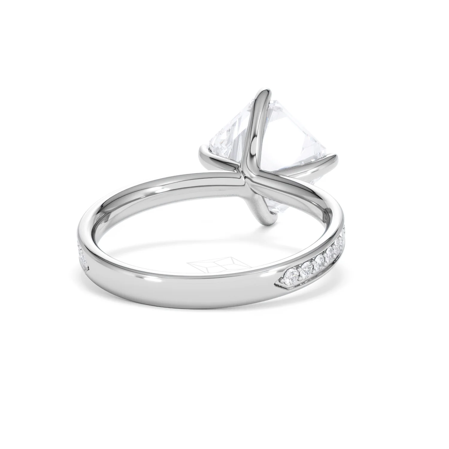 Origin Twist 3.00ct Asscher Cut Lab Diamond Solitaire Engagement Ring with Side Stones in 18K White Gold - Image 43