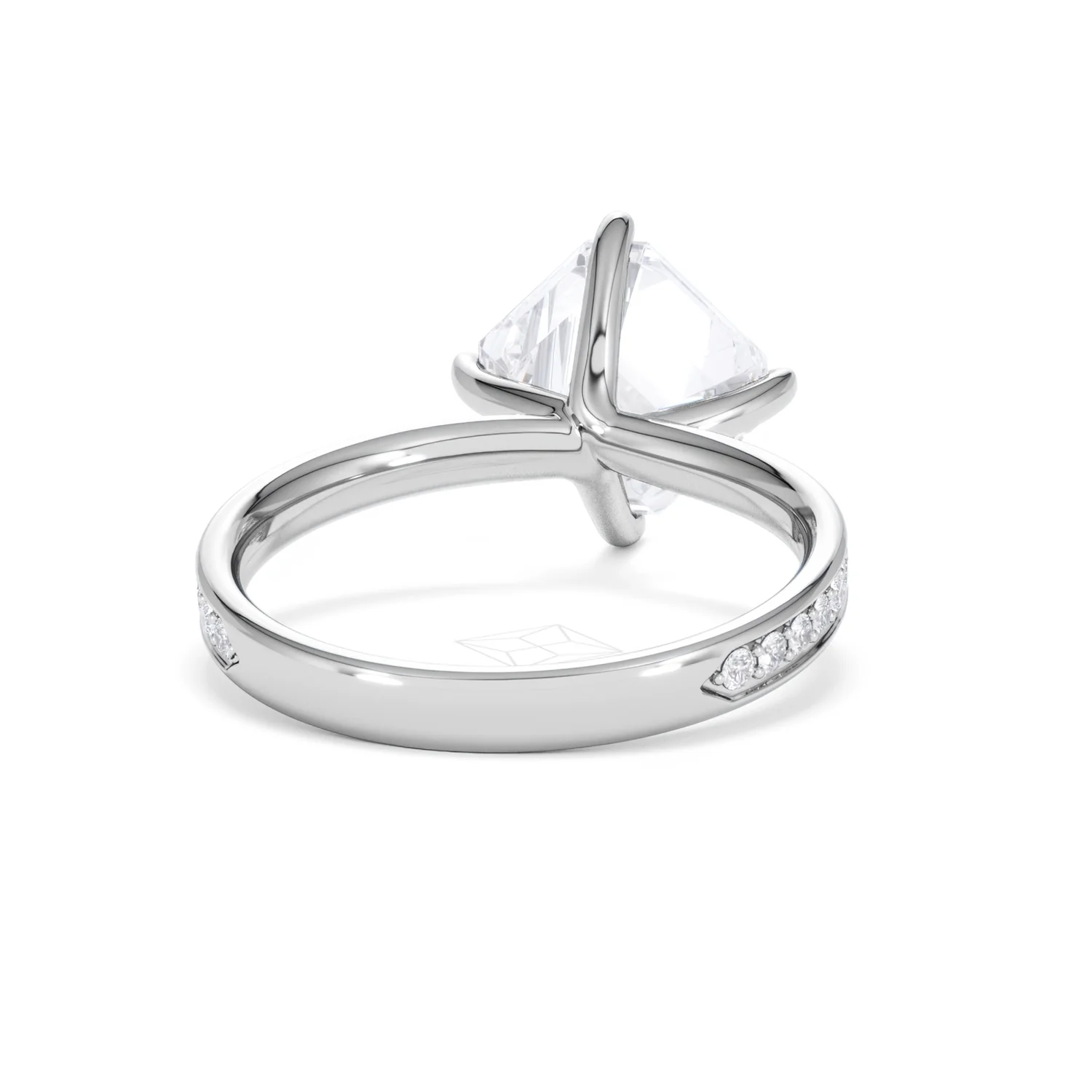 Origin Twist 3.00ct Asscher Cut Lab Diamond Solitaire Engagement Ring with Side Stones in 18K White Gold - Image 44