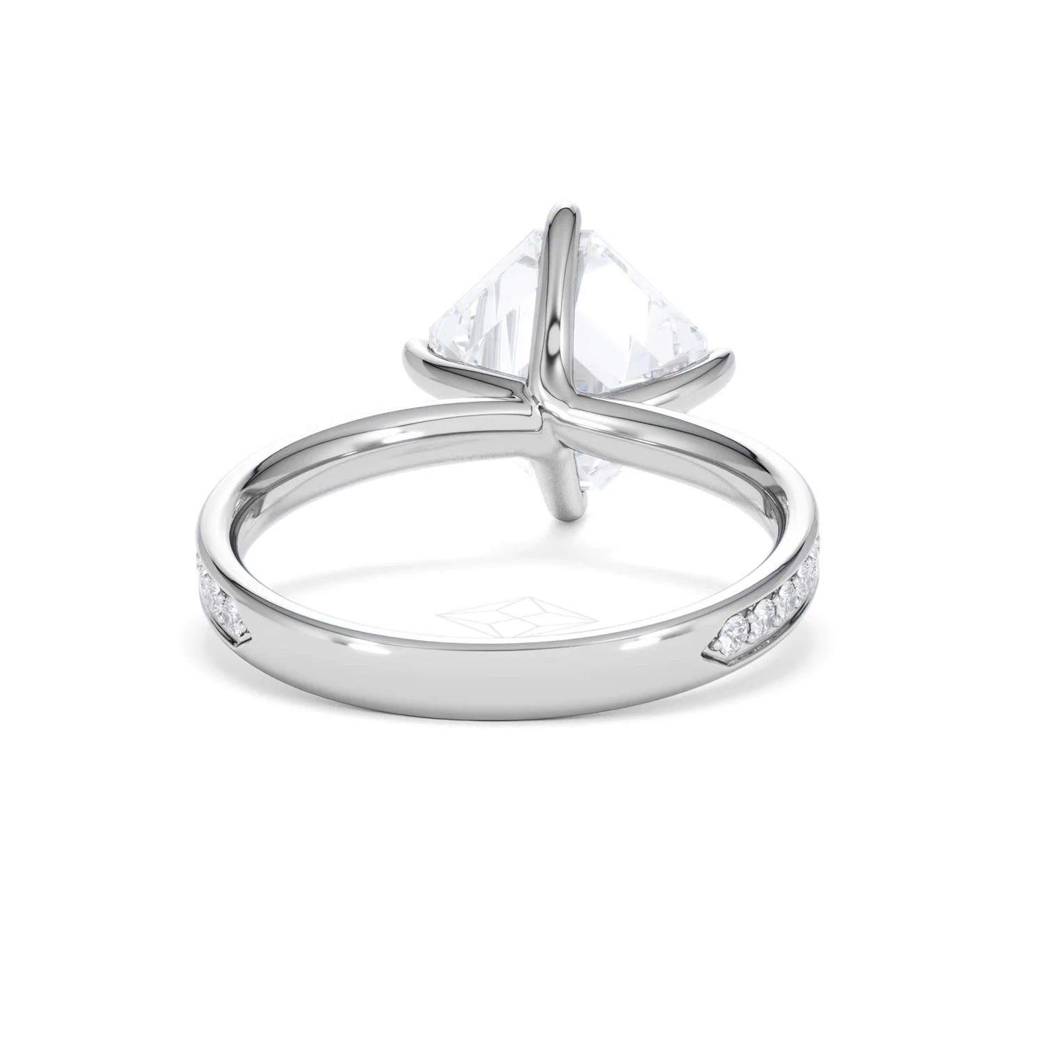 Origin Twist 3.00ct Asscher Cut Lab Diamond Solitaire Engagement Ring with Side Stones in 18K White Gold - Image 45