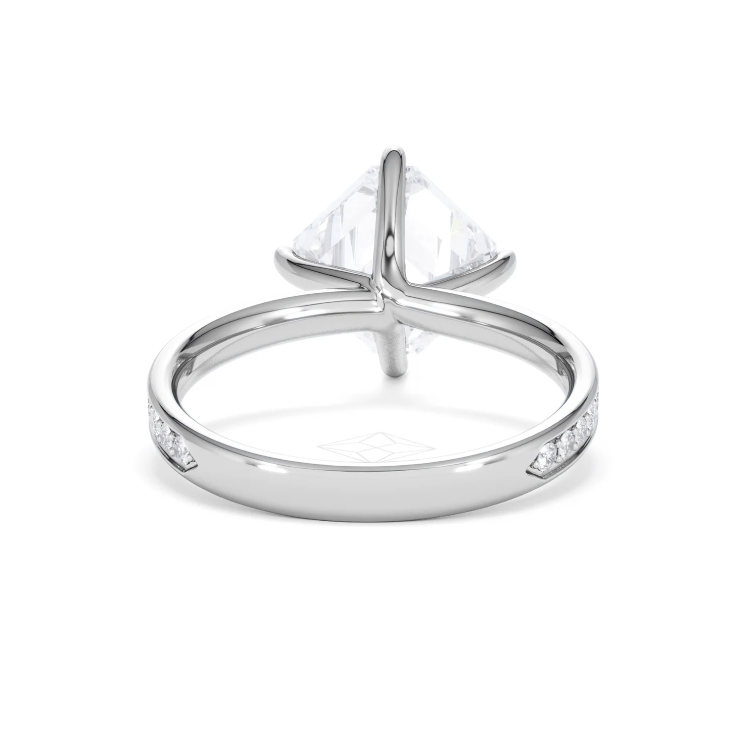 Origin Twist 3.00ct Asscher Cut Lab Diamond Solitaire Engagement Ring with Side Stones in 18K White Gold - Image 46