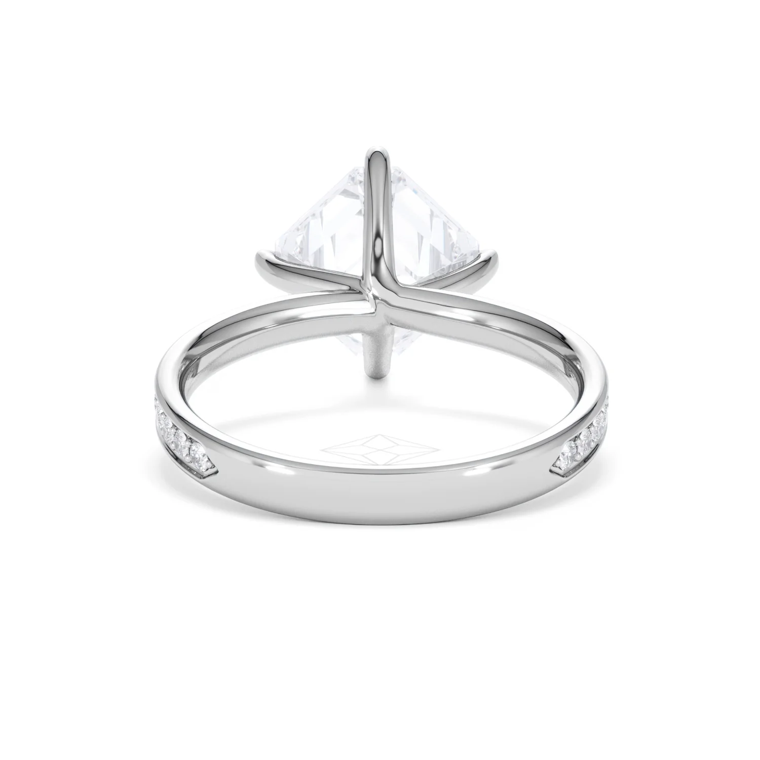 Origin Twist 3.00ct Asscher Cut Lab Diamond Solitaire Engagement Ring with Side Stones in 18K White Gold - Image 47