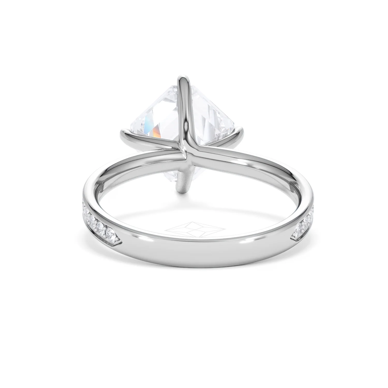Origin Twist 3.00ct Asscher Cut Lab Diamond Solitaire Engagement Ring with Side Stones in 18K White Gold - Image 48