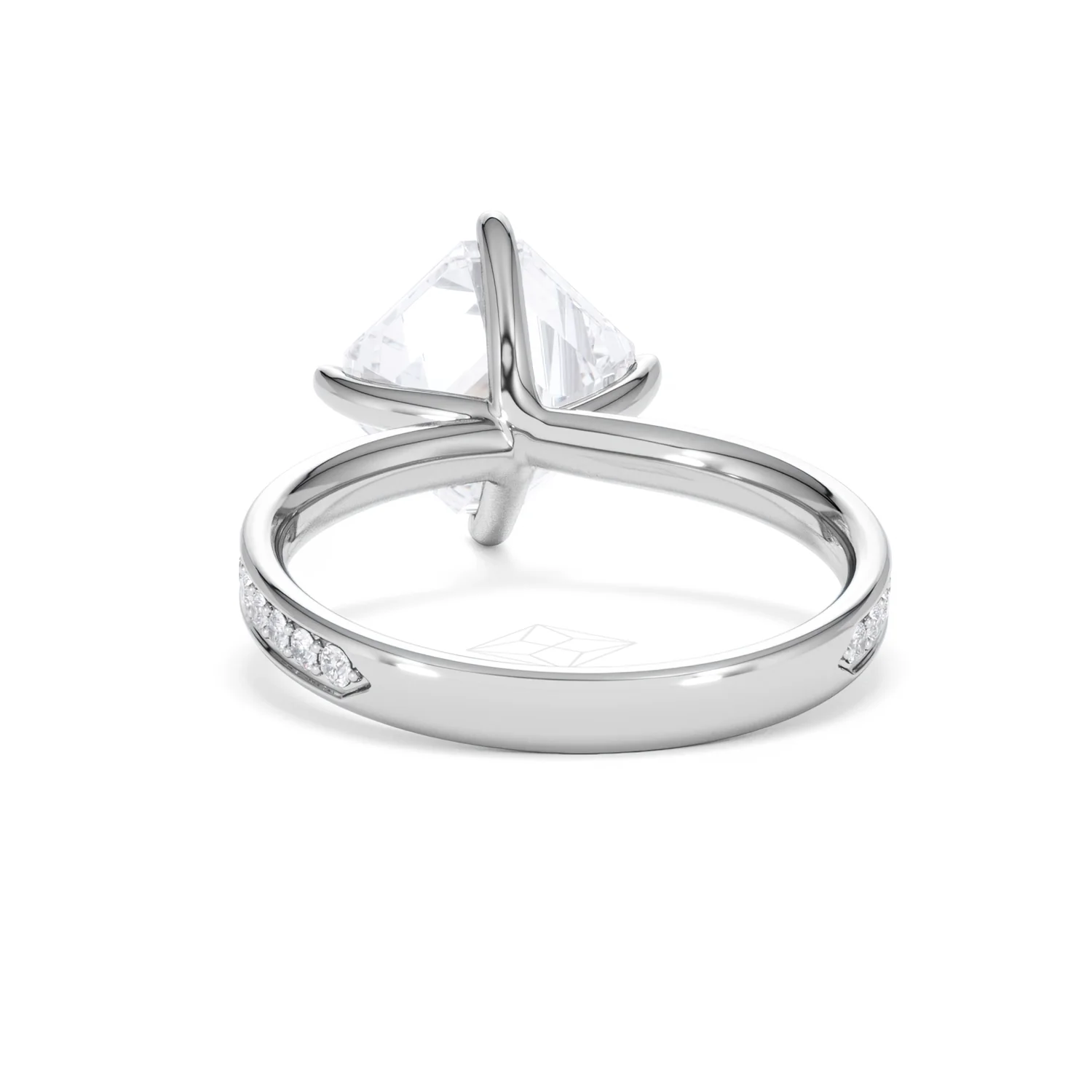 Origin Twist 3.00ct Asscher Cut Lab Diamond Solitaire Engagement Ring with Side Stones in 18K White Gold - Image 49