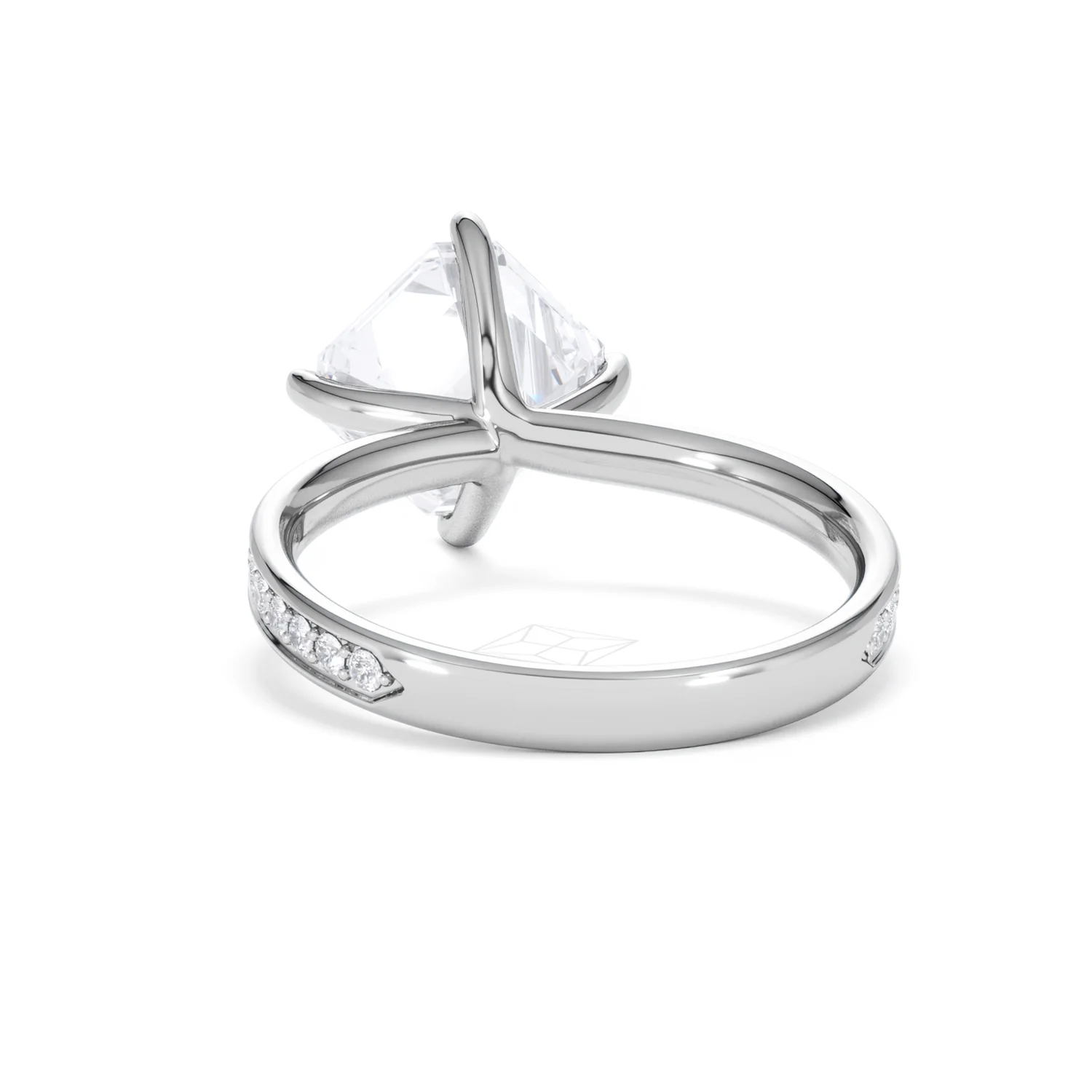 Origin Twist 3.00ct Asscher Cut Lab Diamond Solitaire Engagement Ring with Side Stones in 18K White Gold - Image 50