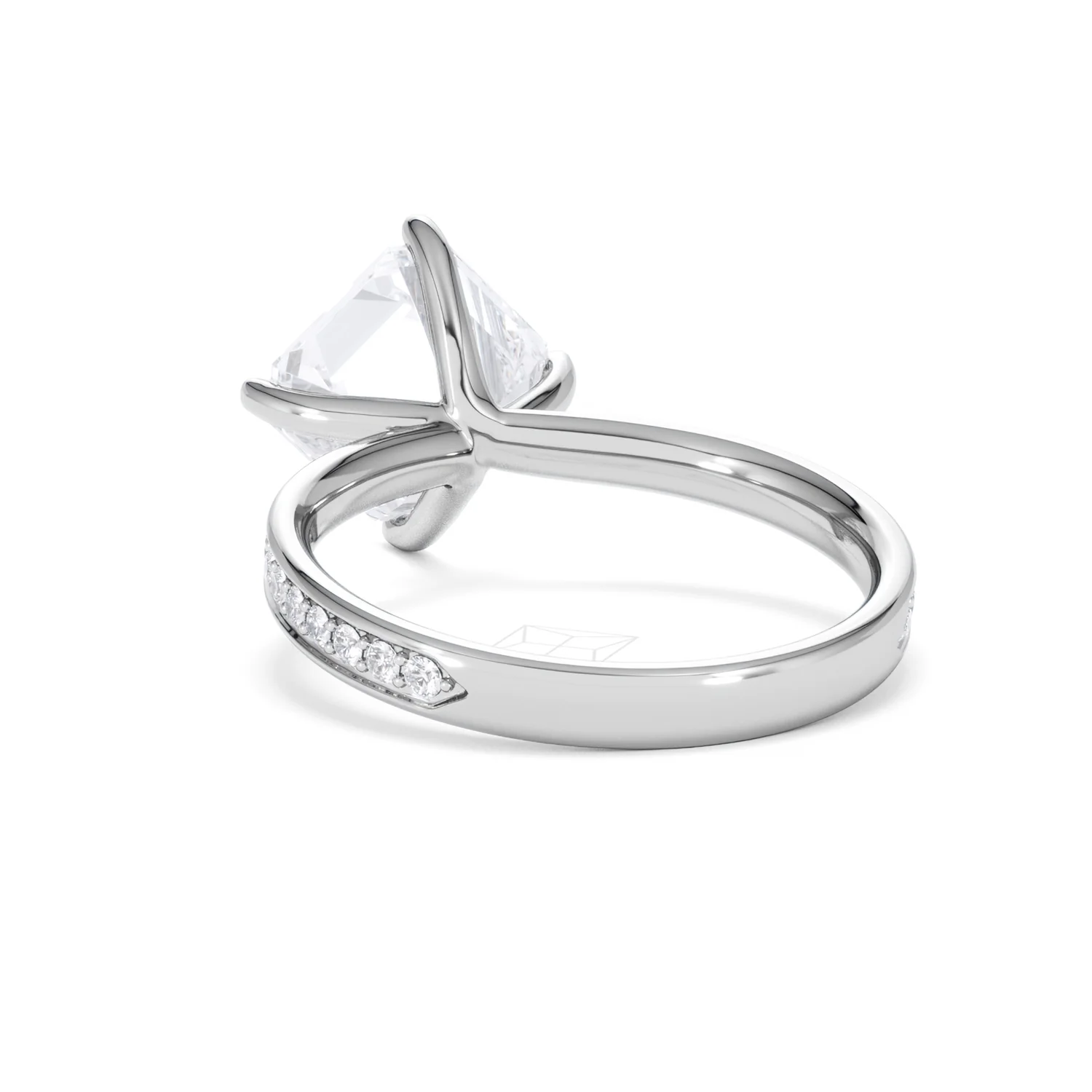 Origin Twist 3.00ct Asscher Cut Lab Diamond Solitaire Engagement Ring with Side Stones in 18K White Gold - Image 52