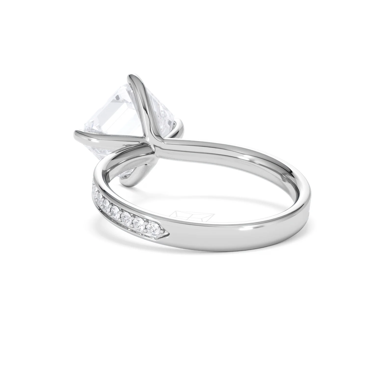 Origin Twist 3.00ct Asscher Cut Lab Diamond Solitaire Engagement Ring with Side Stones in 18K White Gold - Image 53