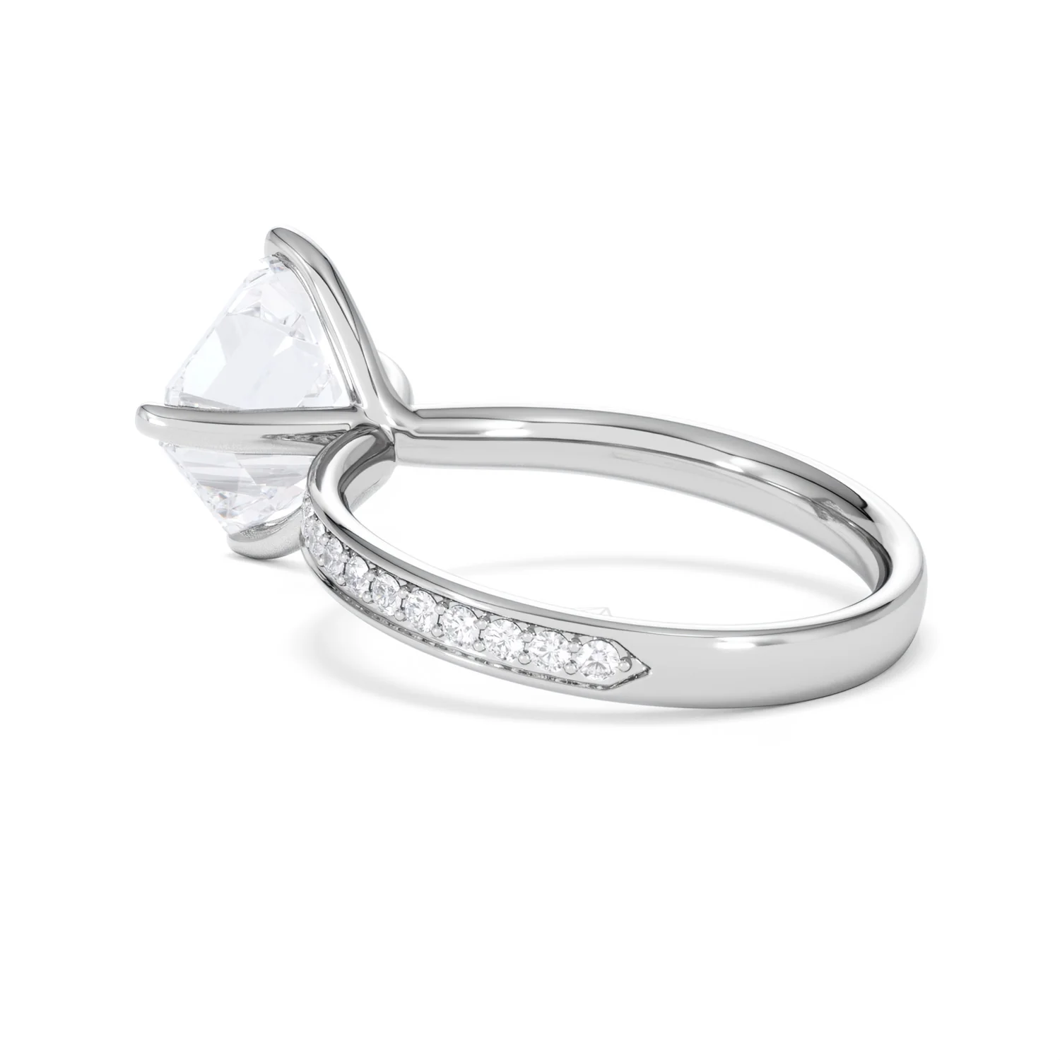 Origin Twist 3.00ct Asscher Cut Lab Diamond Solitaire Engagement Ring with Side Stones in 18K White Gold - Image 58