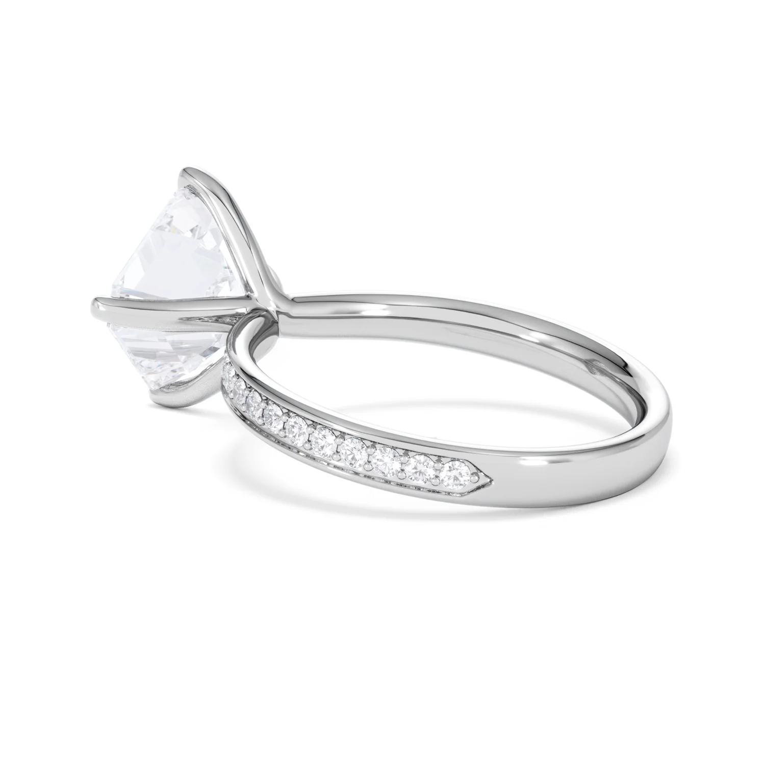Origin Twist 3.00ct Asscher Cut Lab Diamond Solitaire Engagement Ring with Side Stones in 18K White Gold - Image 59