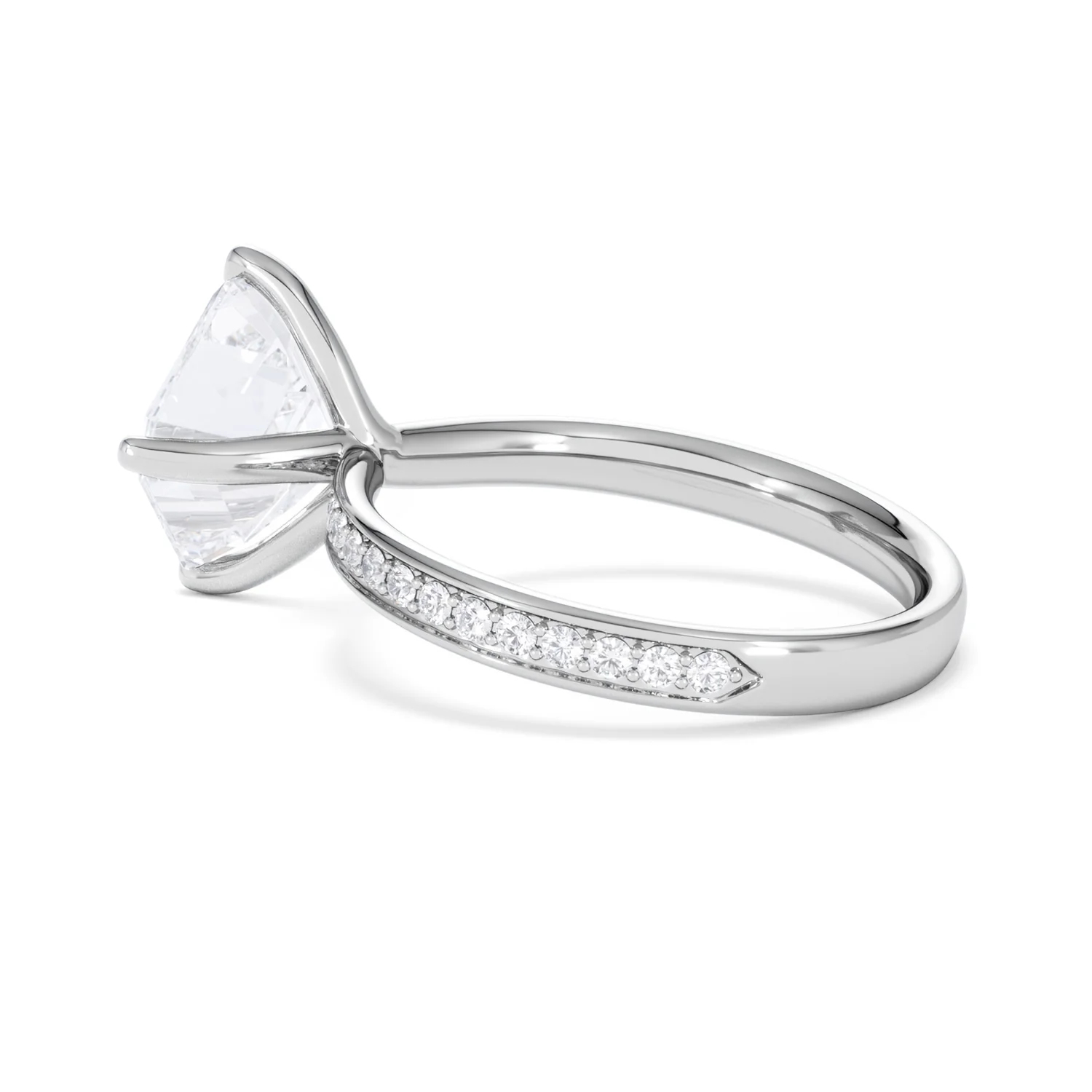 Origin Twist 3.00ct Asscher Cut Lab Diamond Solitaire Engagement Ring with Side Stones in 18K White Gold - Image 61