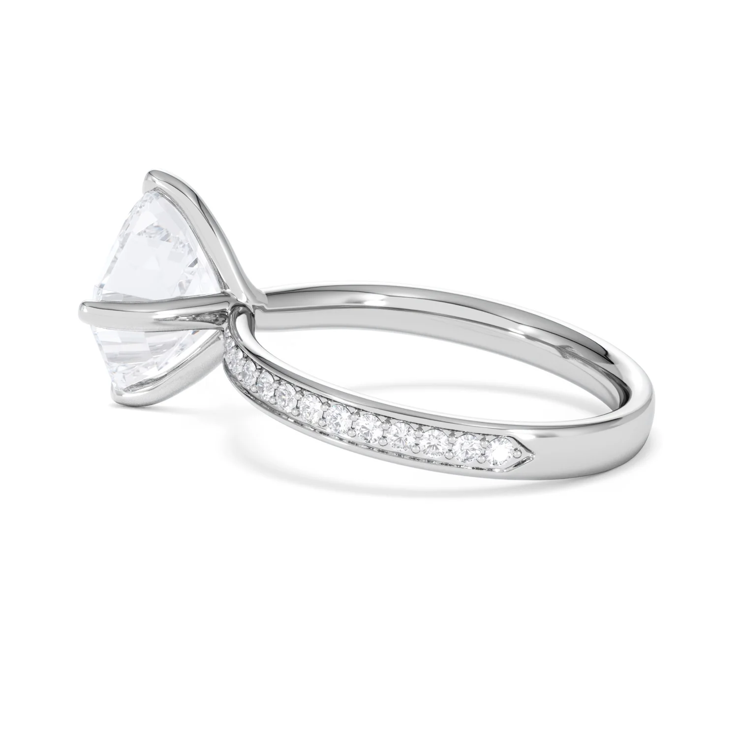 Origin Twist 3.00ct Asscher Cut Lab Diamond Solitaire Engagement Ring with Side Stones in 18K White Gold - Image 62