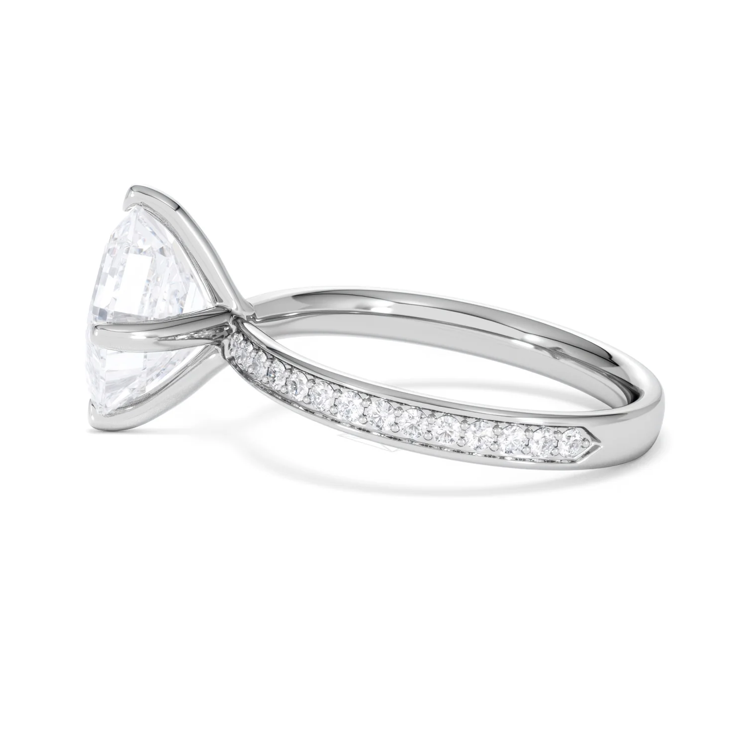Origin Twist 3.00ct Asscher Cut Lab Diamond Solitaire Engagement Ring with Side Stones in 18K White Gold - Image 66