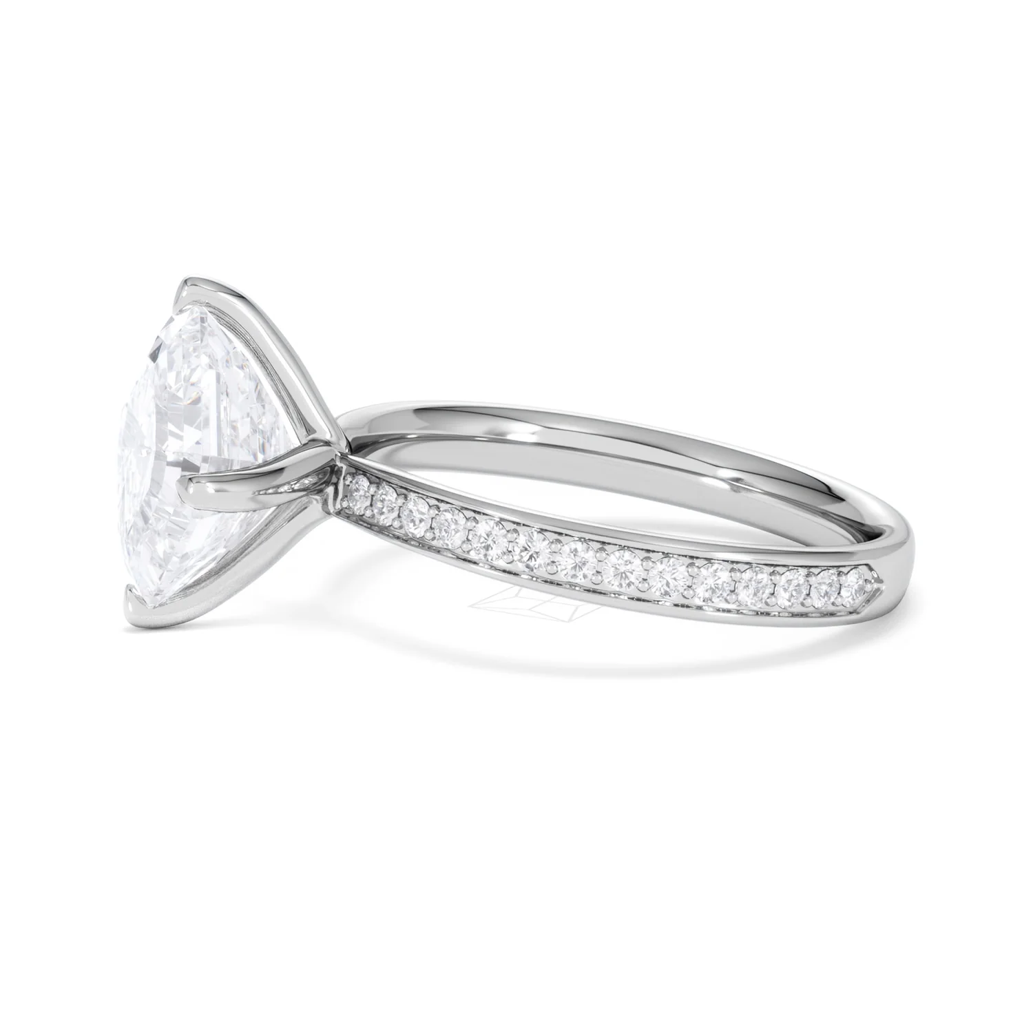 Origin Twist 3.00ct Asscher Cut Lab Diamond Solitaire Engagement Ring with Side Stones in 18K White Gold - Image 70