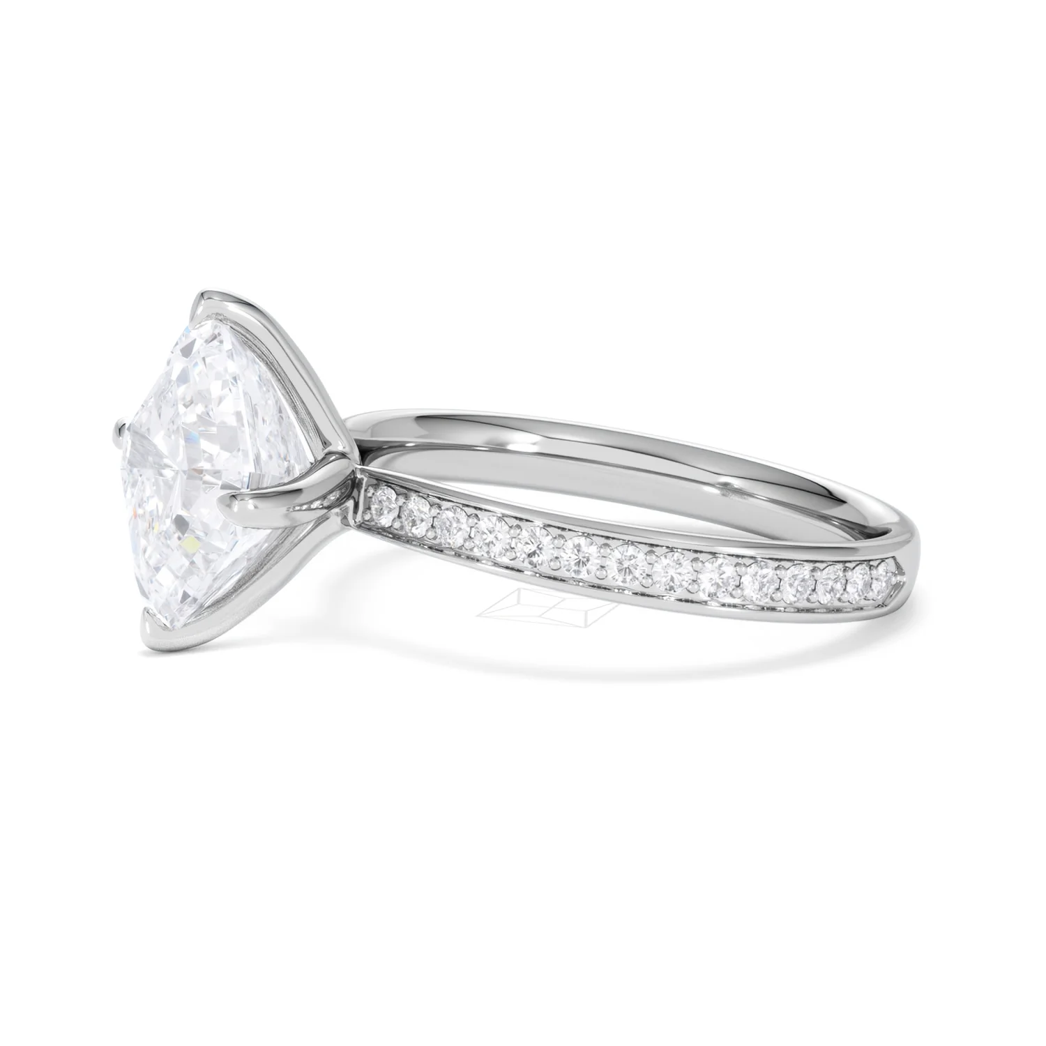 Origin Twist 3.00ct Asscher Cut Lab Diamond Solitaire Engagement Ring with Side Stones in 18K White Gold - Image 72
