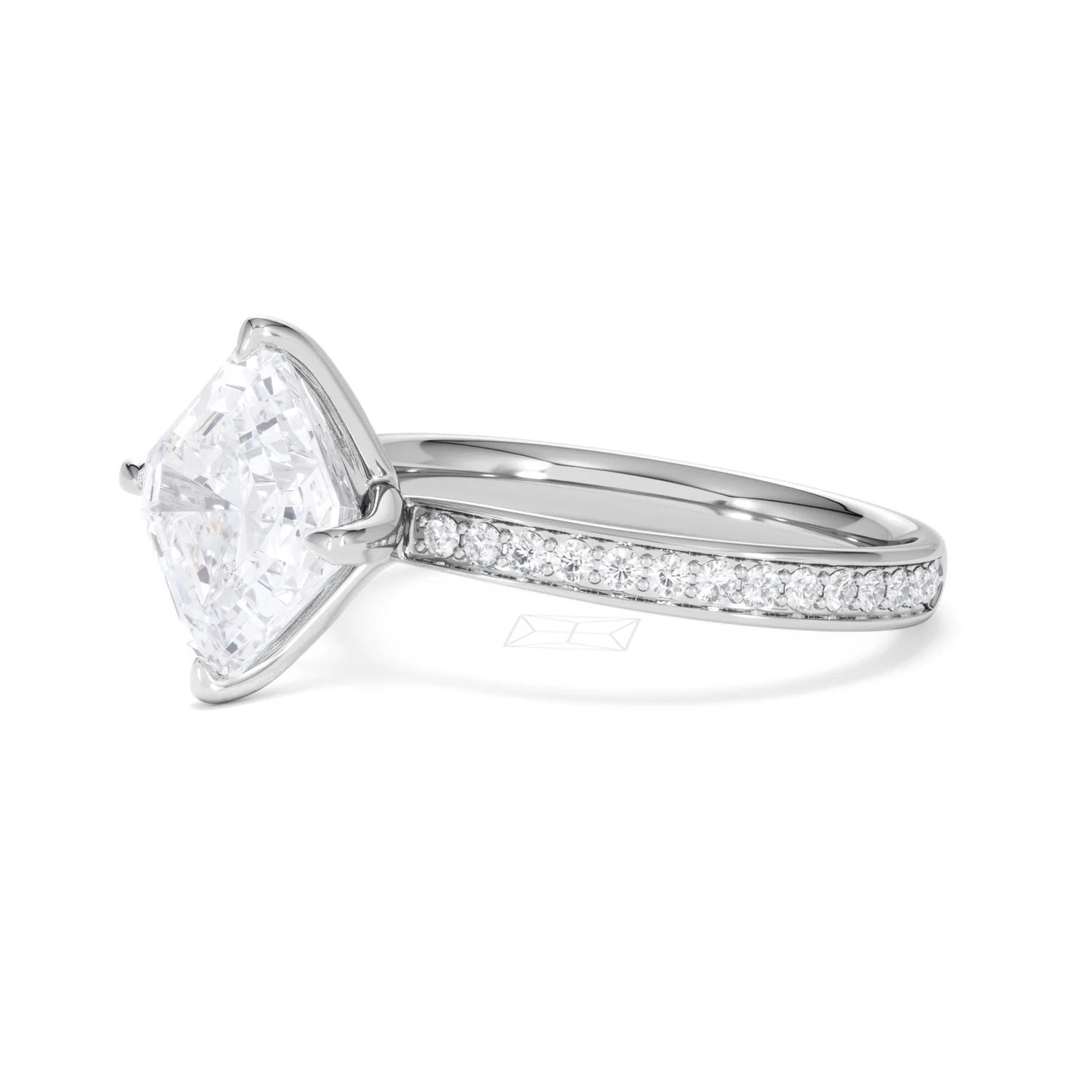 Origin Twist 3.00ct Asscher Cut Lab Diamond Solitaire Engagement Ring with Side Stones in 18K White Gold - Image 75