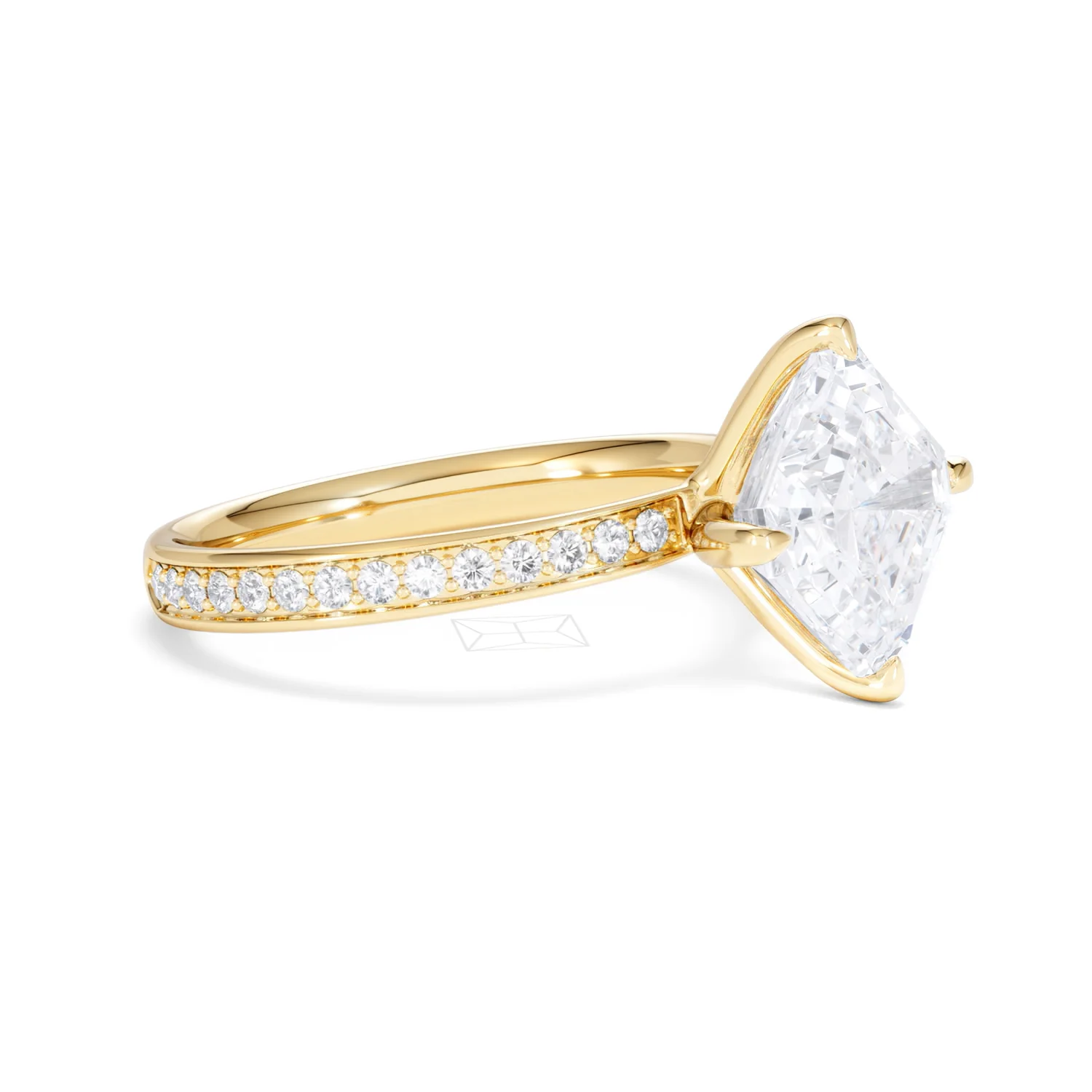 Origin Twist 3.00ct Asscher Cut Lab Diamond Solitaire Engagement Ring with Side Stones in 18K Yellow Gold - Image 19