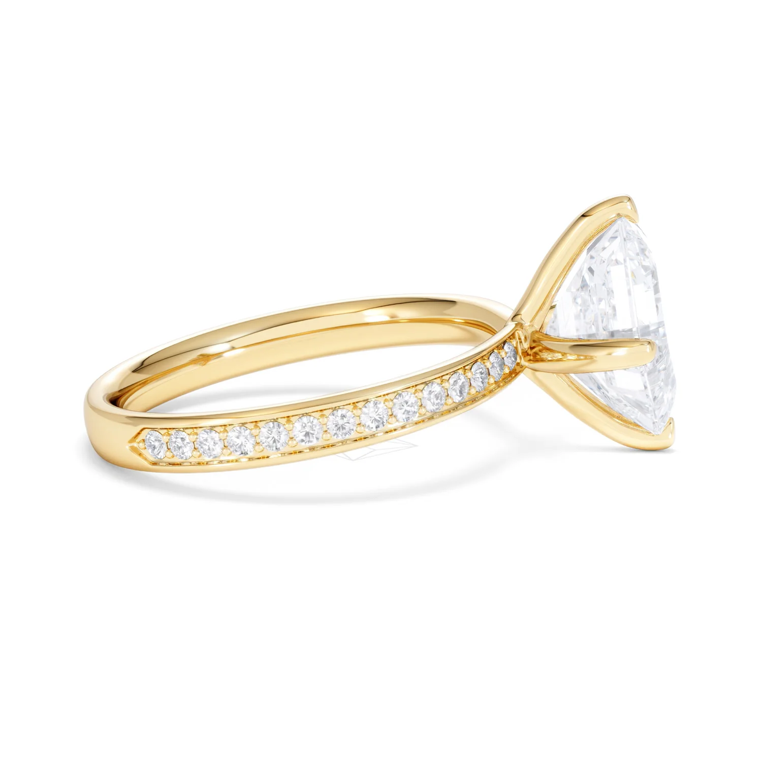 Origin Twist 3.00ct Asscher Cut Lab Diamond Solitaire Engagement Ring with Side Stones in 18K Yellow Gold - Image 26