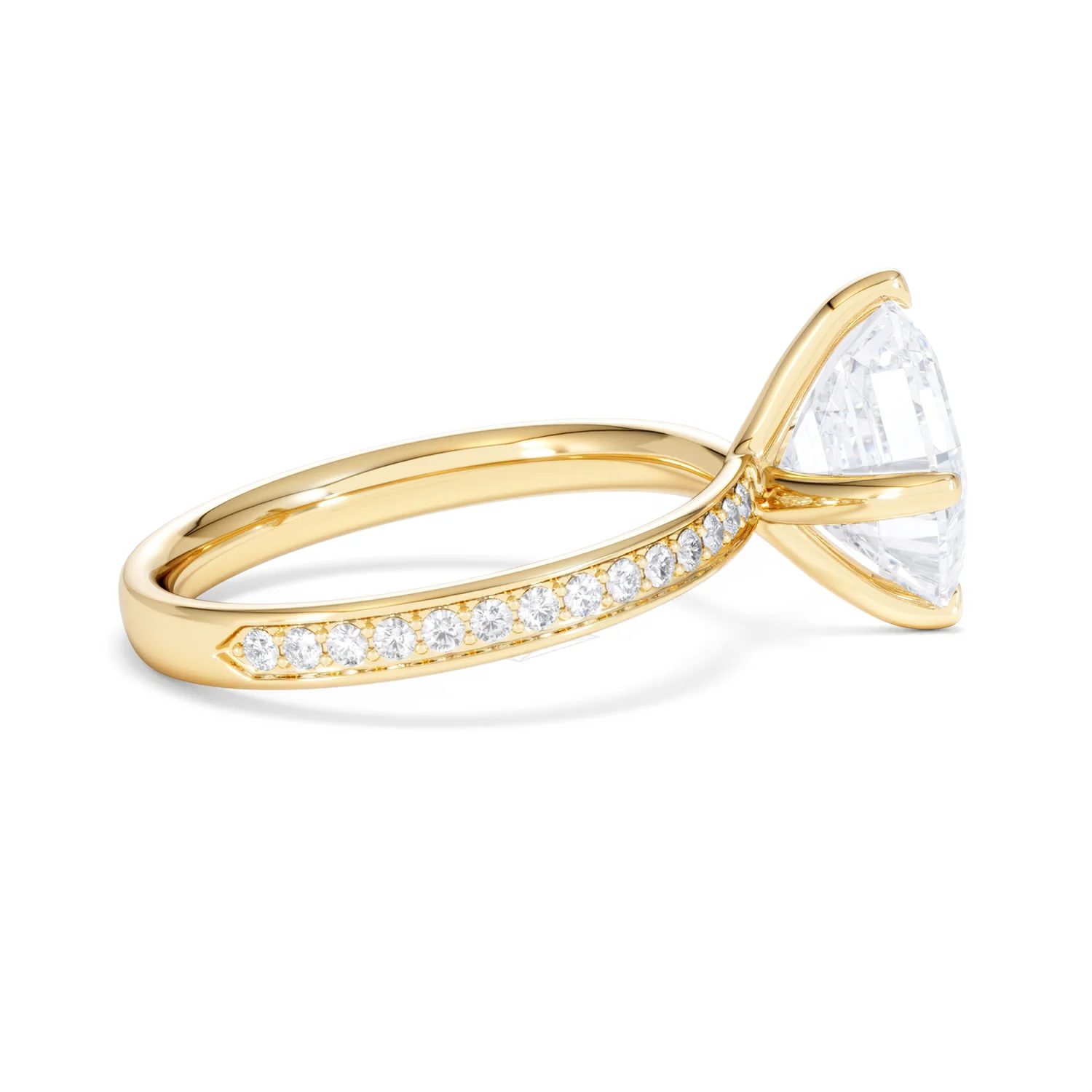 Origin Twist 3.00ct Asscher Cut Lab Diamond Solitaire Engagement Ring with Side Stones in 18K Yellow Gold - Image 28