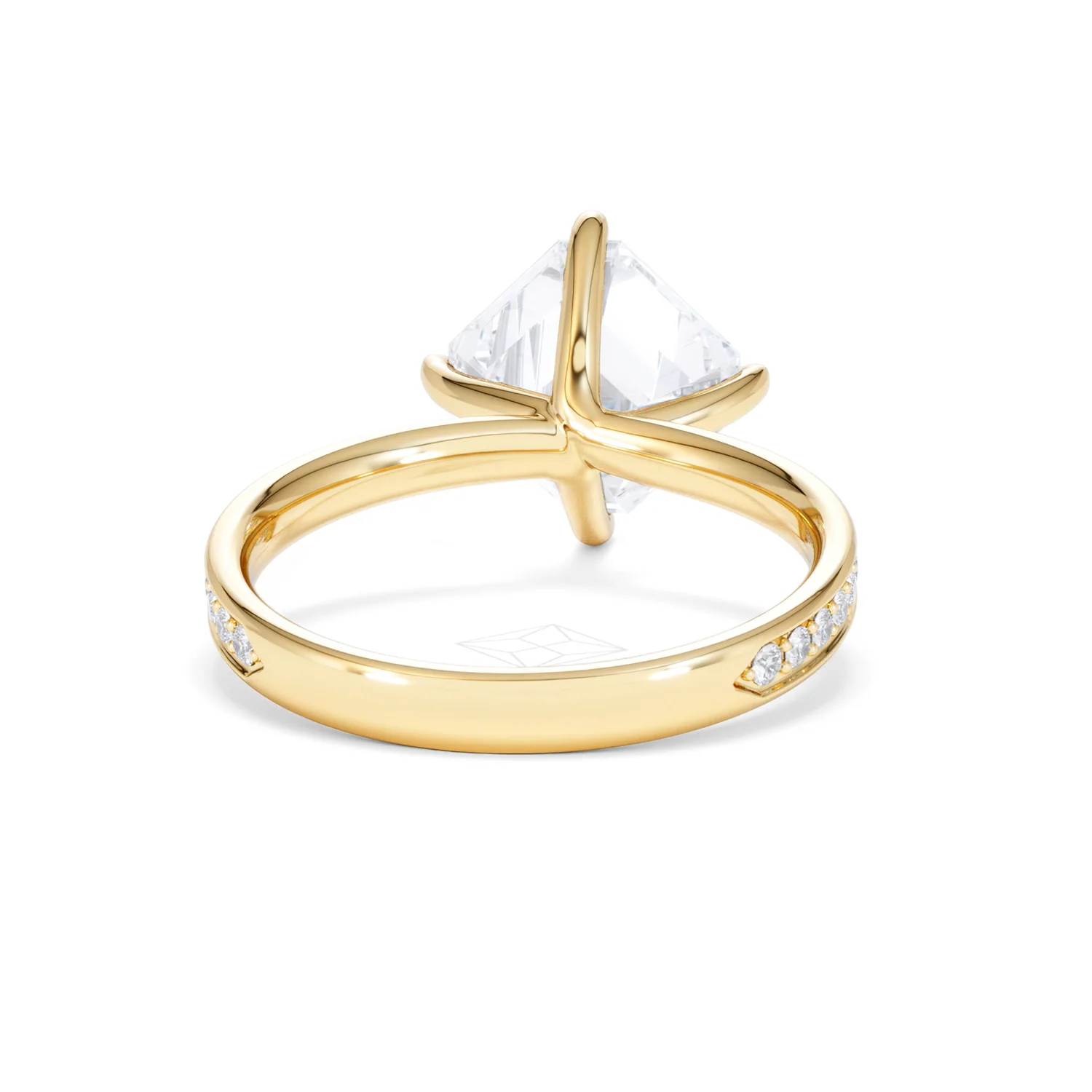 Origin Twist 3.00ct Asscher Cut Lab Diamond Solitaire Engagement Ring with Side Stones in 18K Yellow Gold - Image 45