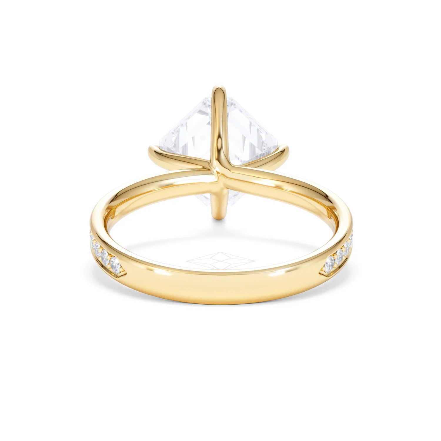Origin Twist 3.00ct Asscher Cut Lab Diamond Solitaire Engagement Ring with Side Stones in 18K Yellow Gold - Image 47