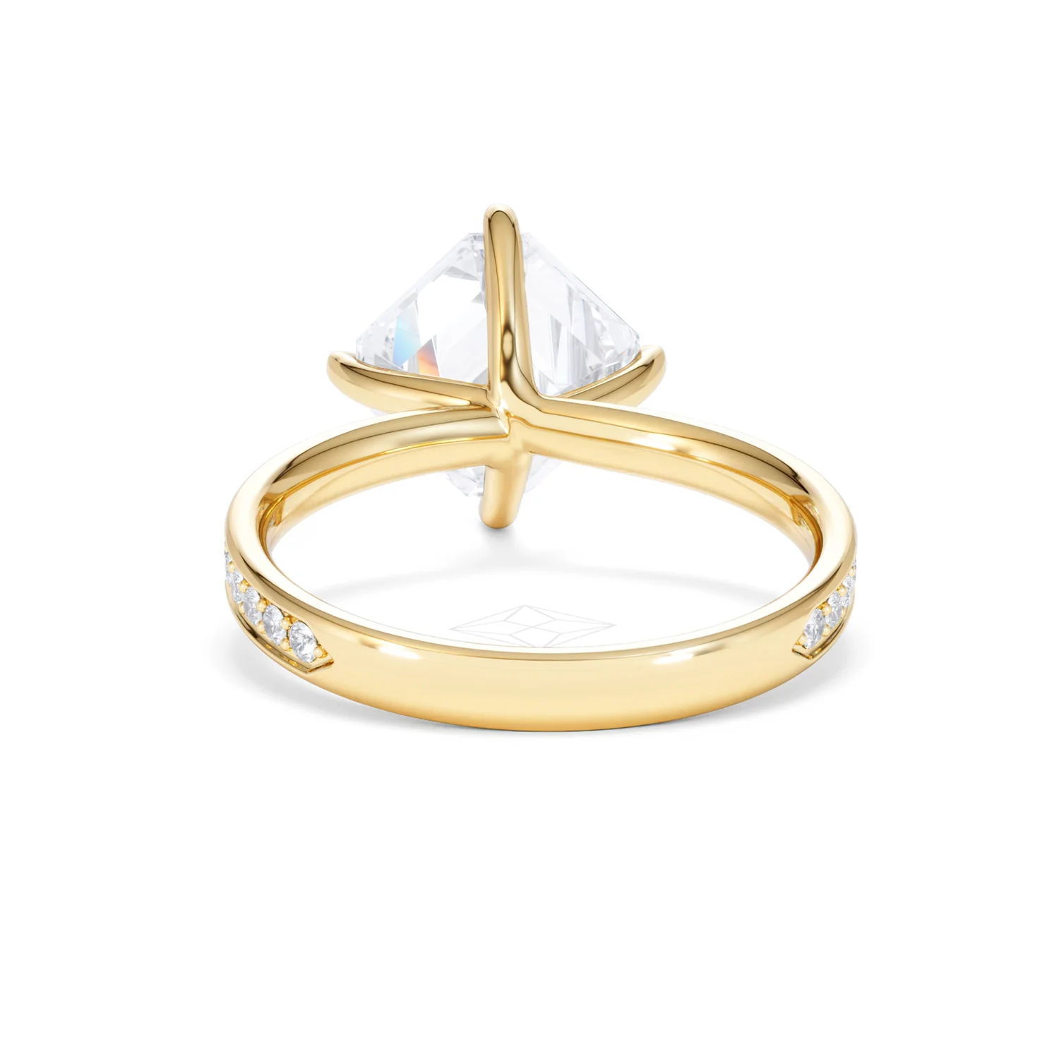 Origin Twist 3.00ct Asscher Cut Lab Diamond Solitaire Engagement Ring with Side Stones in 18K Yellow Gold - Image 48