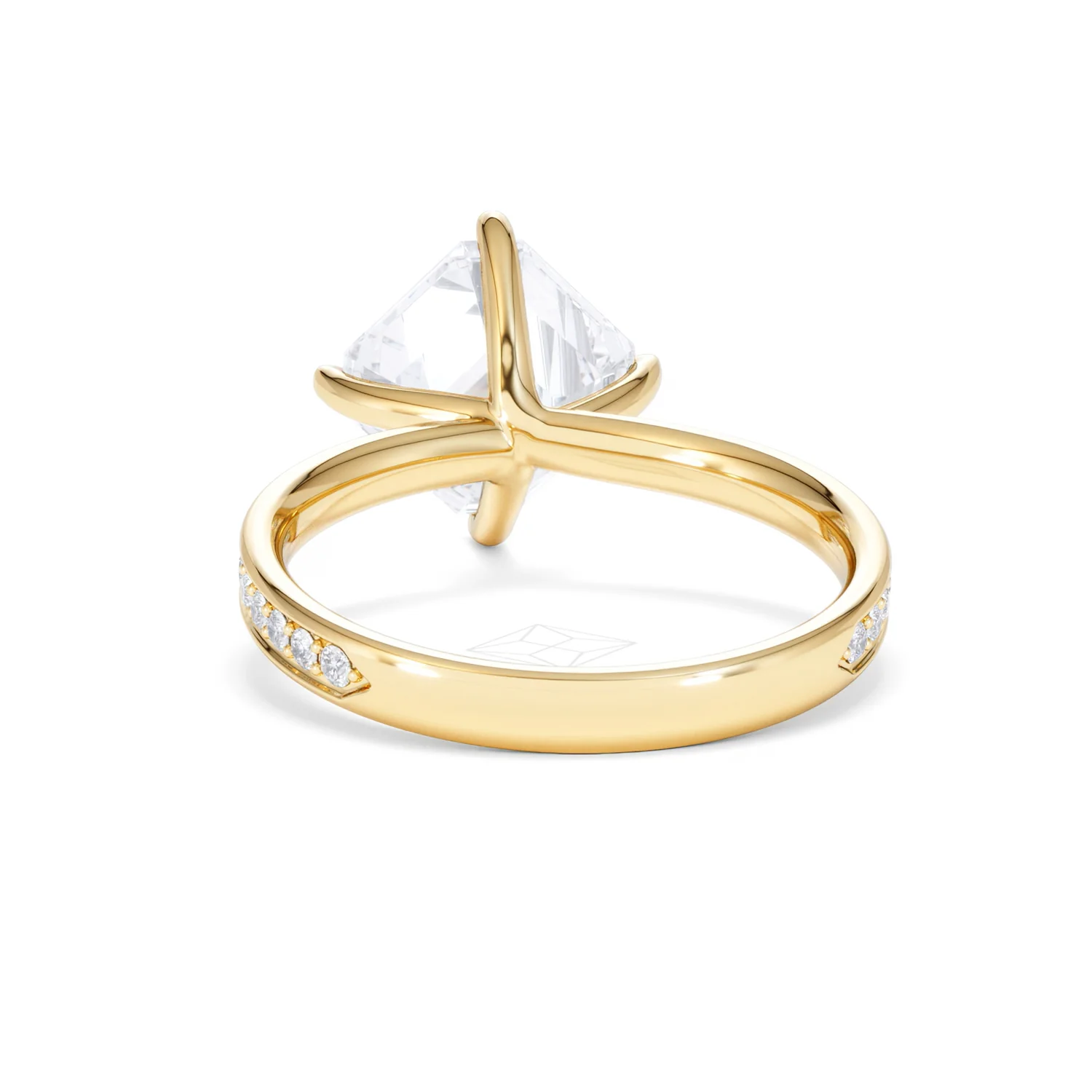 Origin Twist 3.00ct Asscher Cut Lab Diamond Solitaire Engagement Ring with Side Stones in 18K Yellow Gold - Image 49