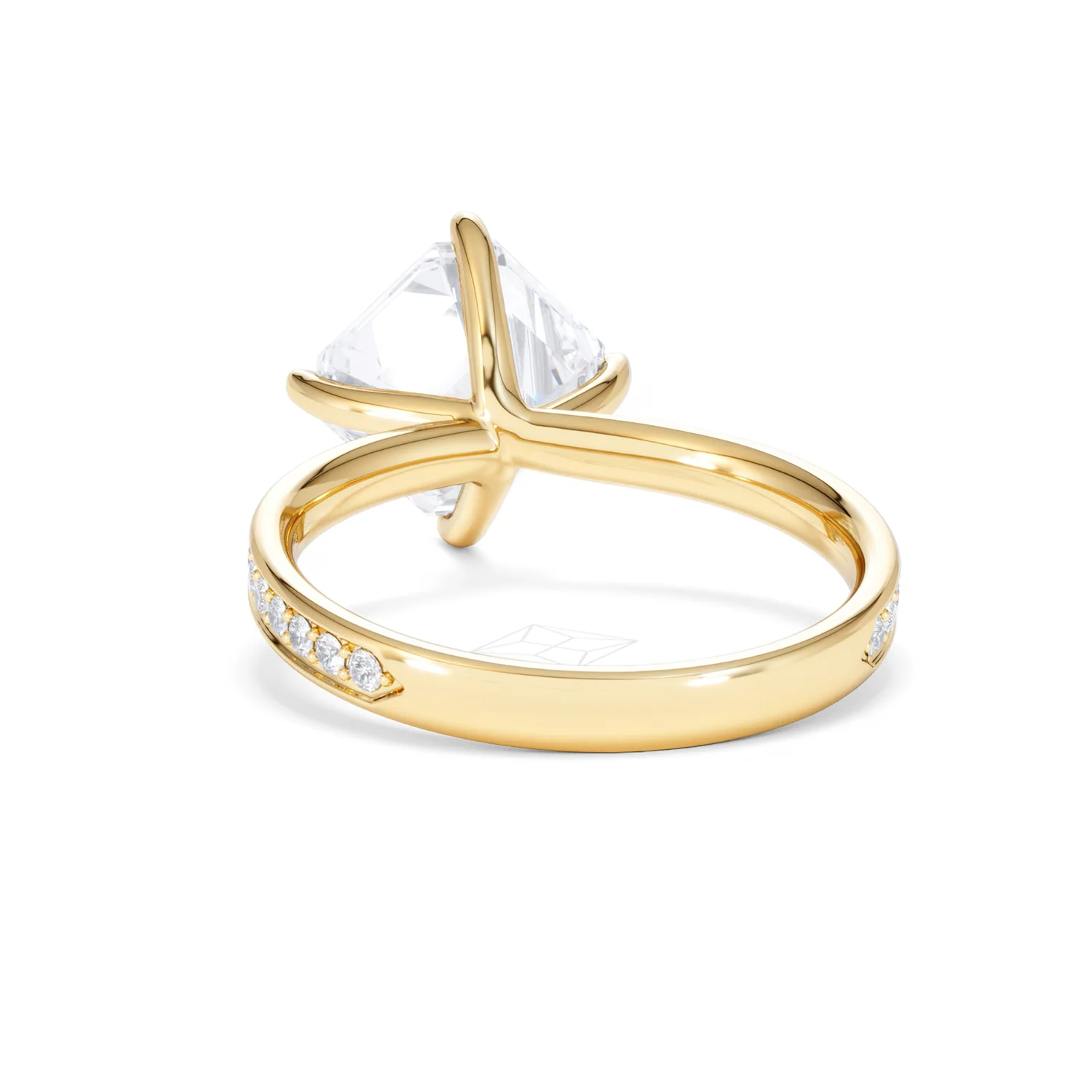 Origin Twist 3.00ct Asscher Cut Lab Diamond Solitaire Engagement Ring with Side Stones in 18K Yellow Gold - Image 50