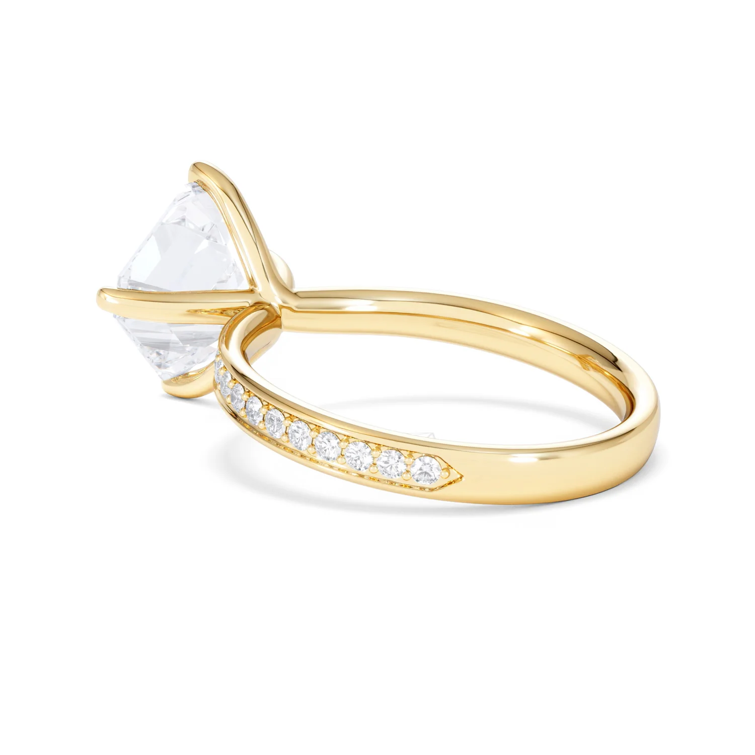 Origin Twist 3.00ct Asscher Cut Lab Diamond Solitaire Engagement Ring with Side Stones in 18K Yellow Gold - Image 58
