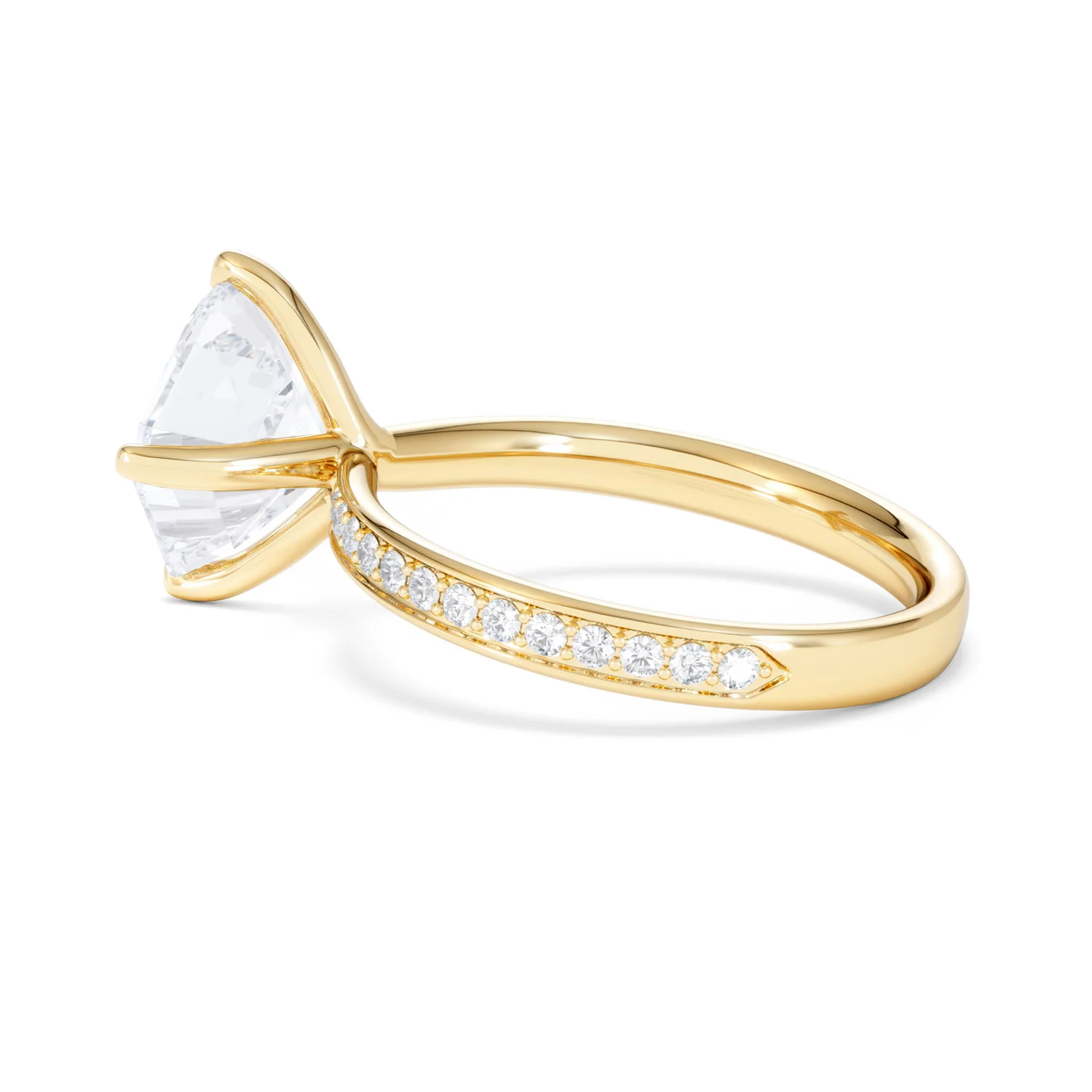Origin Twist 3.00ct Asscher Cut Lab Diamond Solitaire Engagement Ring with Side Stones in 18K Yellow Gold - Image 62