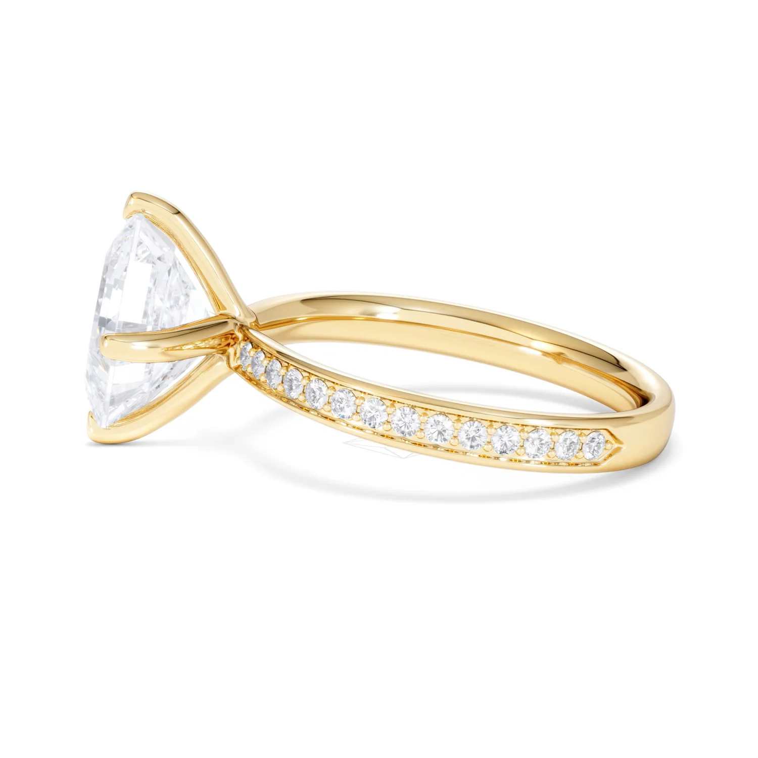 Origin Twist 3.00ct Asscher Cut Lab Diamond Solitaire Engagement Ring with Side Stones in 18K Yellow Gold - Image 67