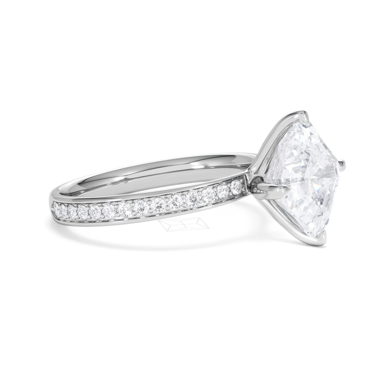 Origin Twist 3.00ct Asscher Cut Lab Diamond Solitaire Engagement Ring with Side Stones in Platinum - Image 20