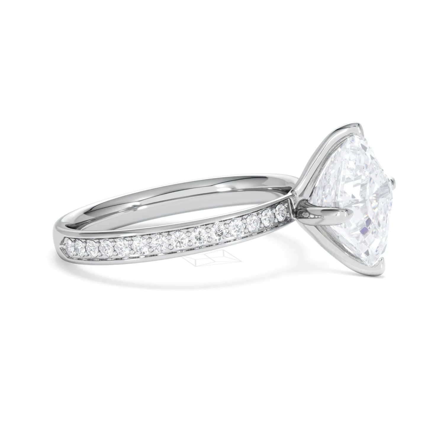 Origin Twist 3.00ct Asscher Cut Lab Diamond Solitaire Engagement Ring with Side Stones in Platinum - Image 22