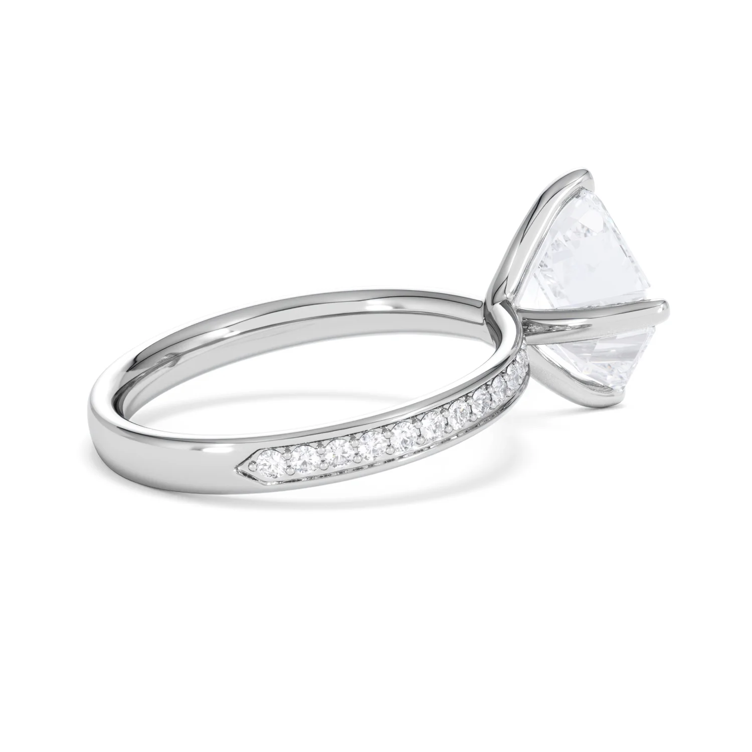 Origin Twist 3.00ct Asscher Cut Lab Diamond Solitaire Engagement Ring with Side Stones in Platinum - Image 33