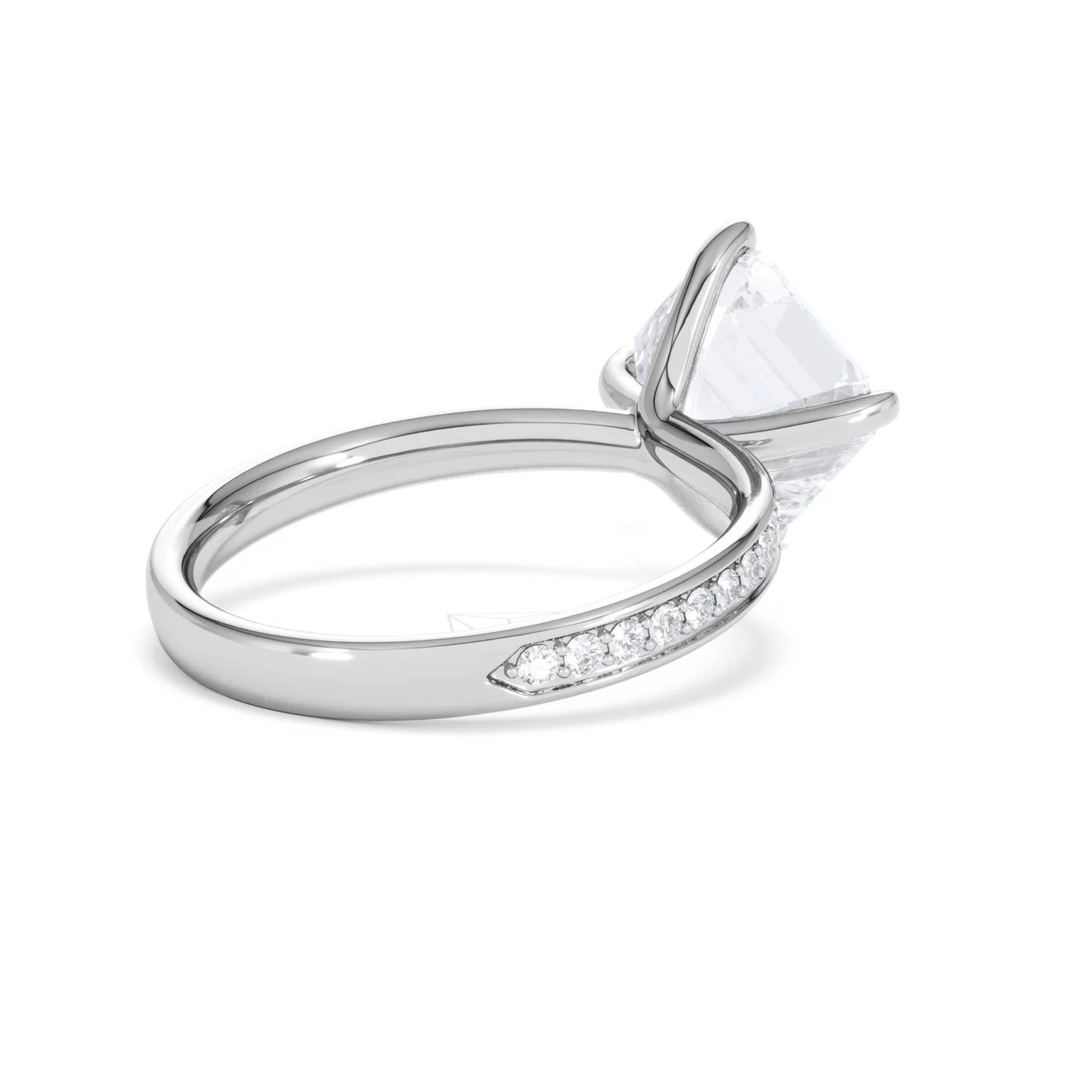 Origin Twist 3.00ct Asscher Cut Lab Diamond Solitaire Engagement Ring with Side Stones in Platinum - Image 38