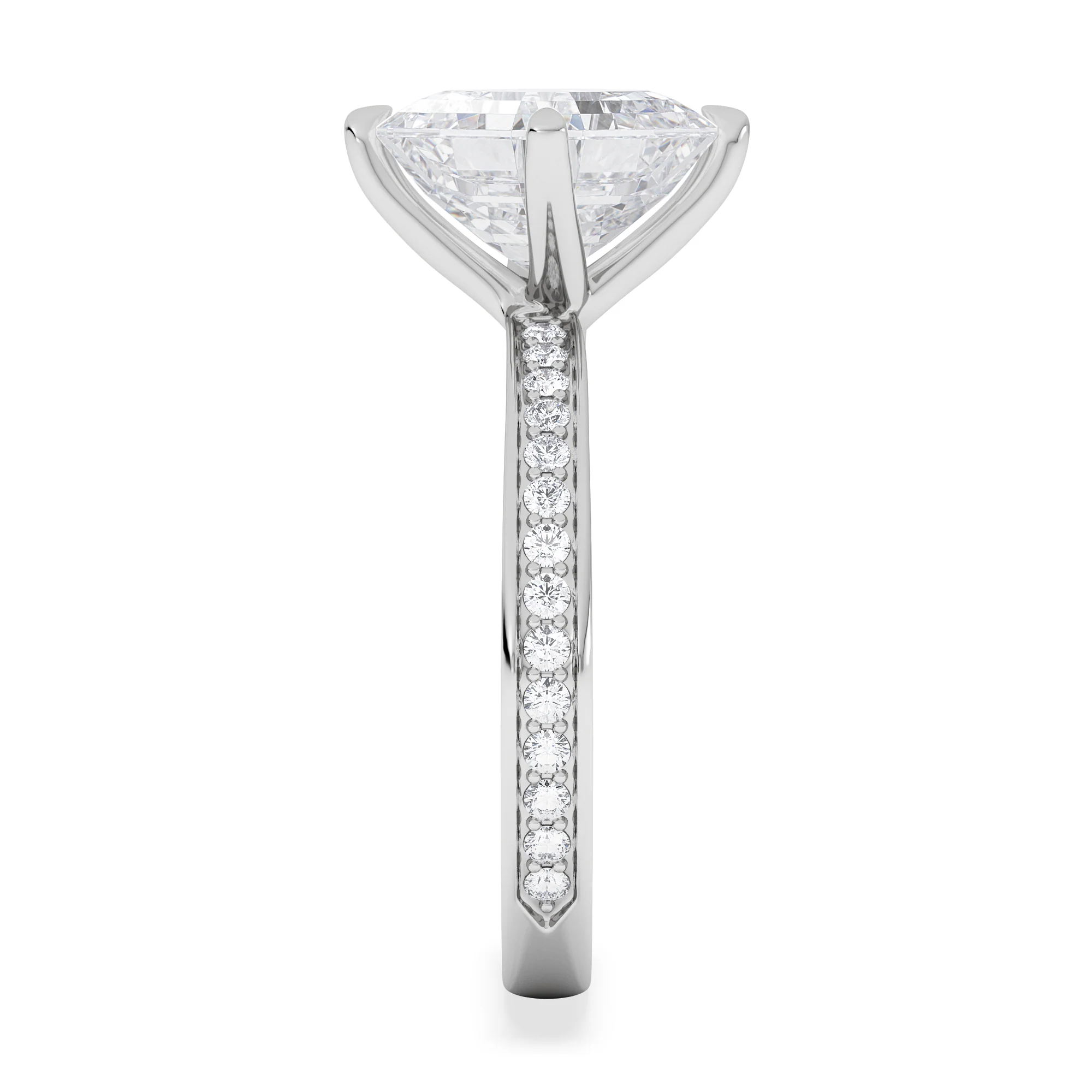 Origin Twist 3.00ct Asscher Cut Lab Diamond Solitaire Engagement Ring with Side Stones in Platinum - Image 5