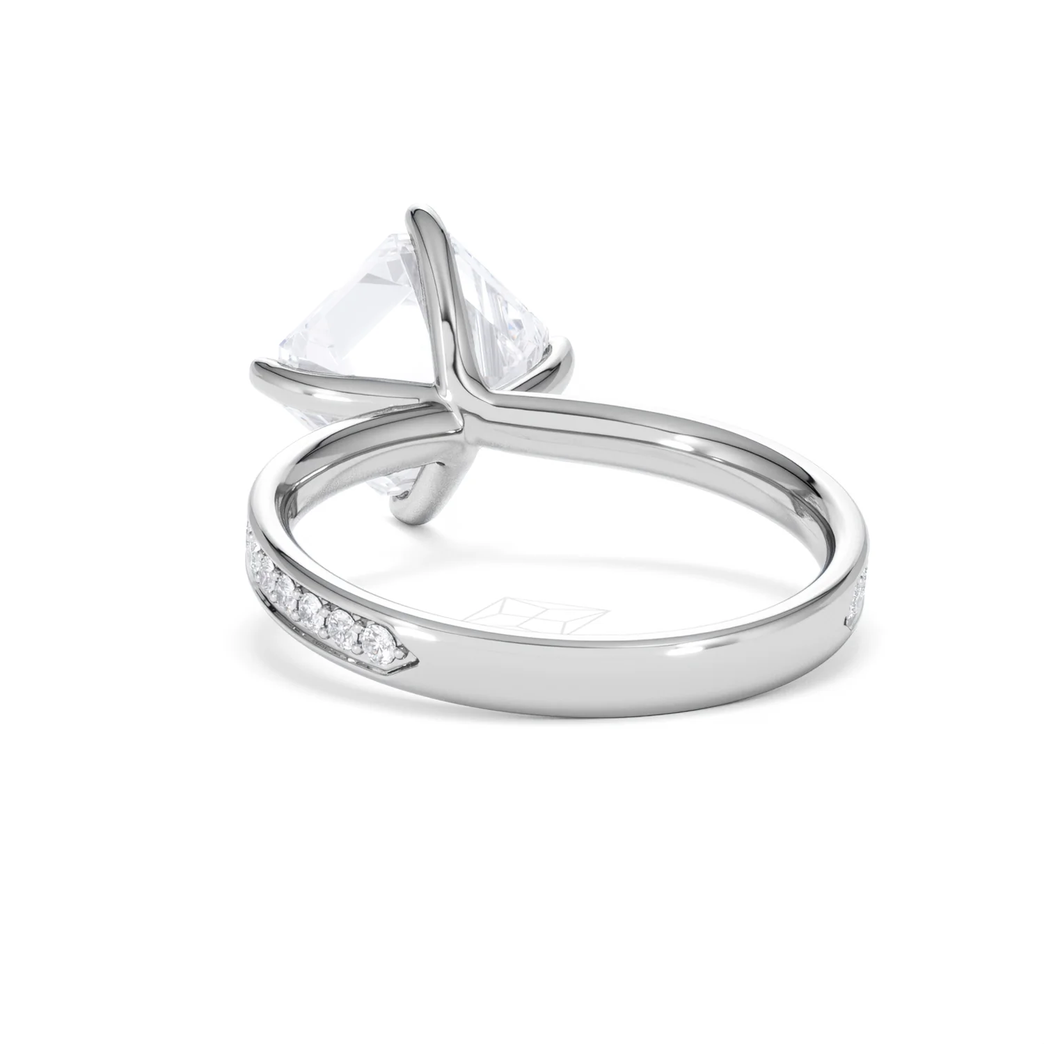 Origin Twist 3.00ct Asscher Cut Lab Diamond Solitaire Engagement Ring with Side Stones in Platinum - Image 51