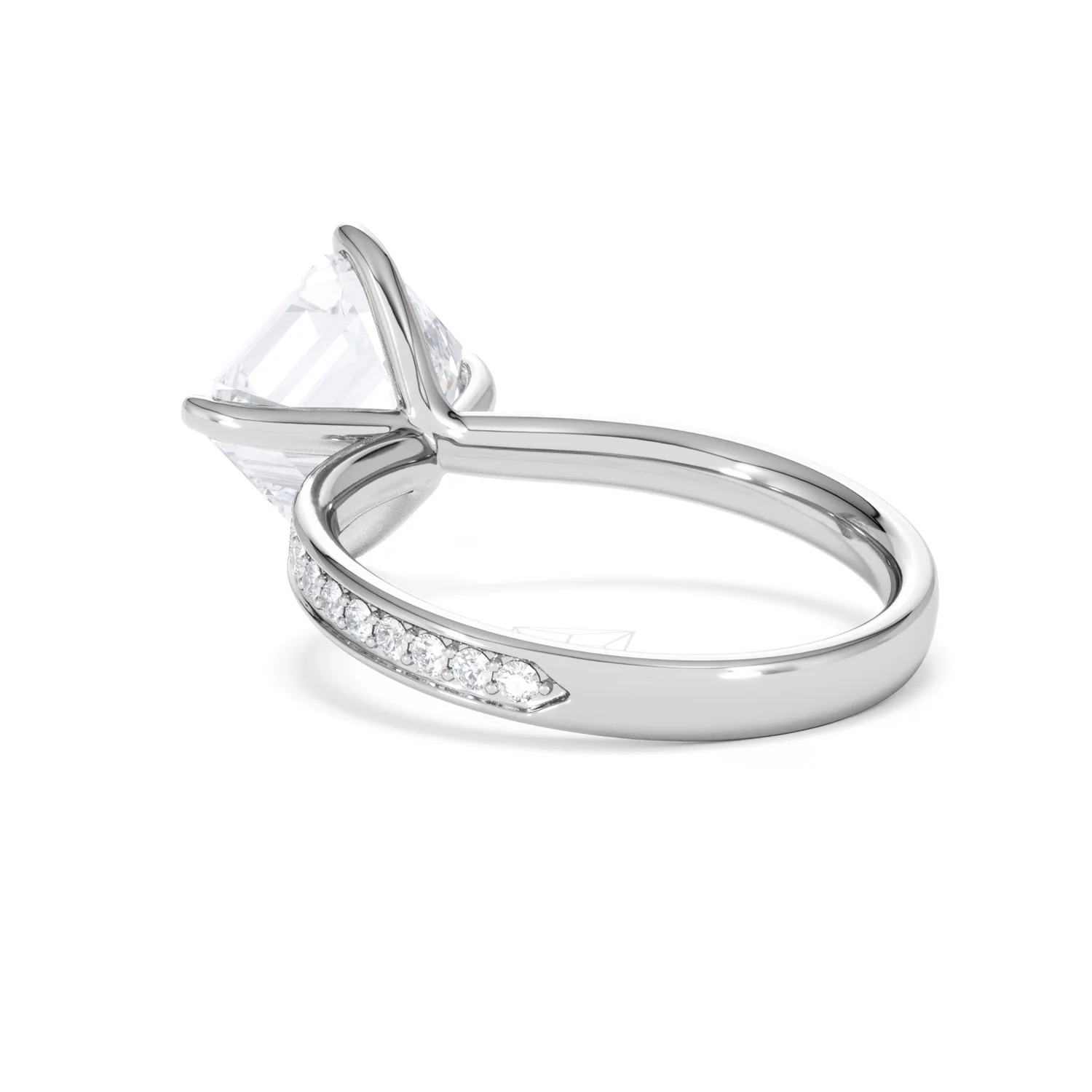 Origin Twist 3.00ct Asscher Cut Lab Diamond Solitaire Engagement Ring with Side Stones in Platinum - Image 55