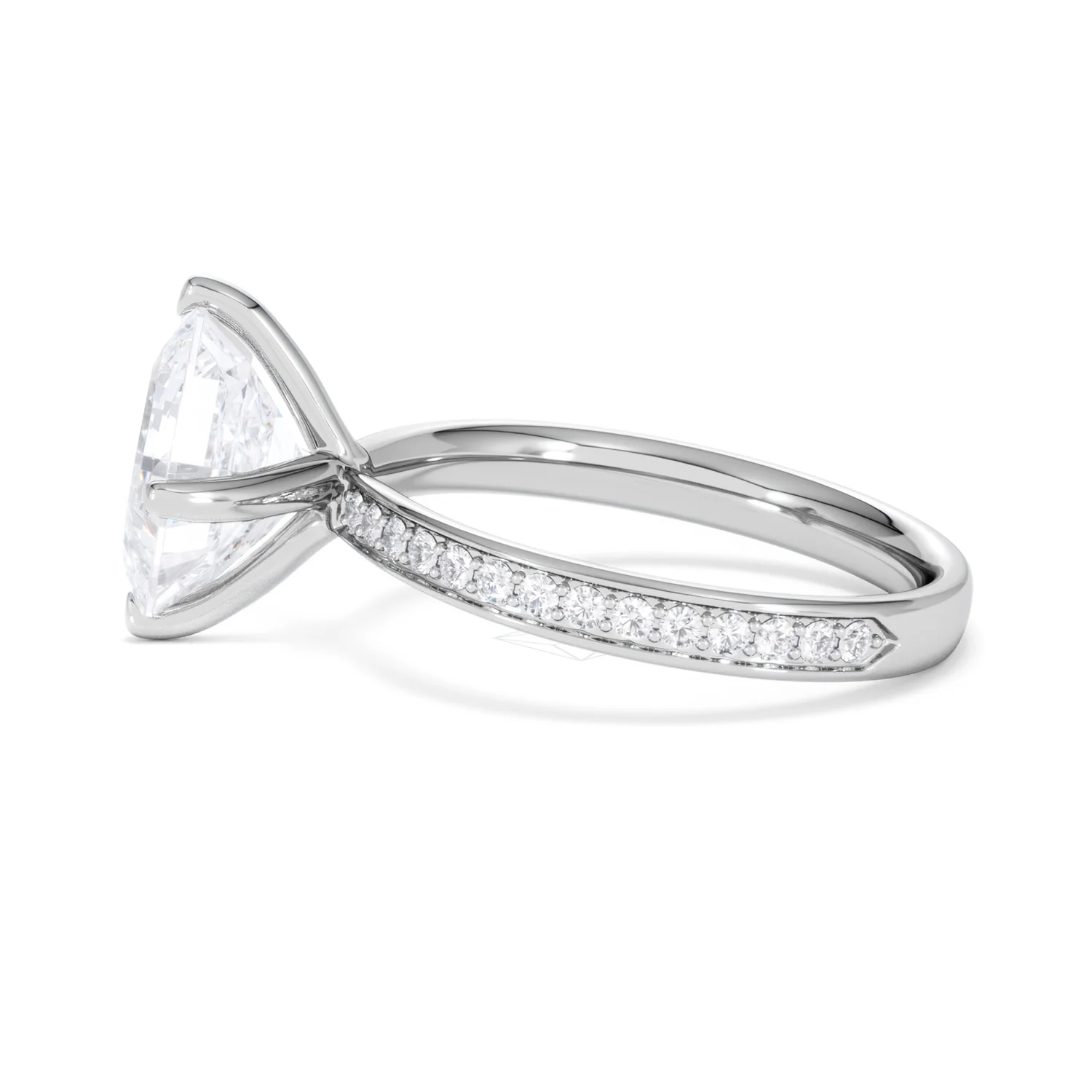 Origin Twist 3.00ct Asscher Cut Lab Diamond Solitaire Engagement Ring with Side Stones in Platinum - Image 67