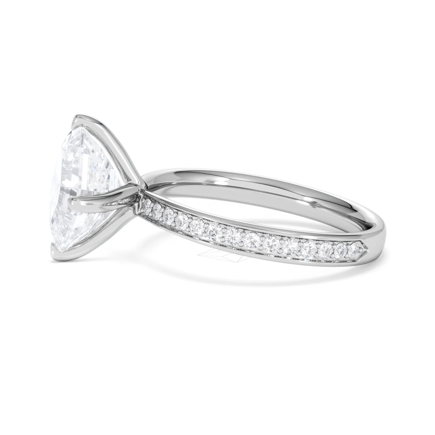 Origin Twist 3.00ct Asscher Cut Lab Diamond Solitaire Engagement Ring with Side Stones in Platinum - Image 69