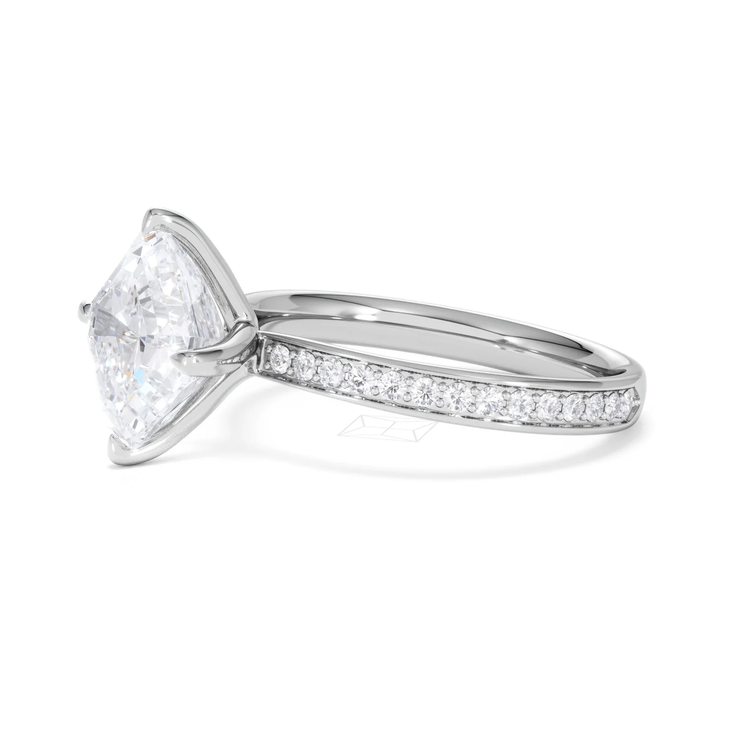 Origin Twist 3.00ct Asscher Cut Lab Diamond Solitaire Engagement Ring with Side Stones in Platinum - Image 73