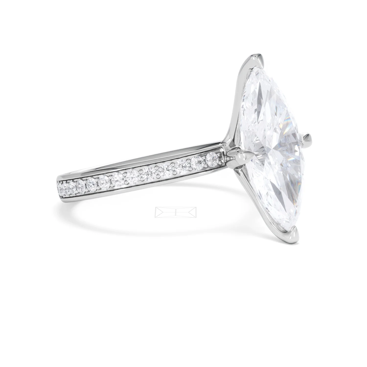 Origin Twist 3.00ct Marquise Cut Lab Diamond Solitaire Engagement Ring with Side Stones in 18K White Gold - Image 17