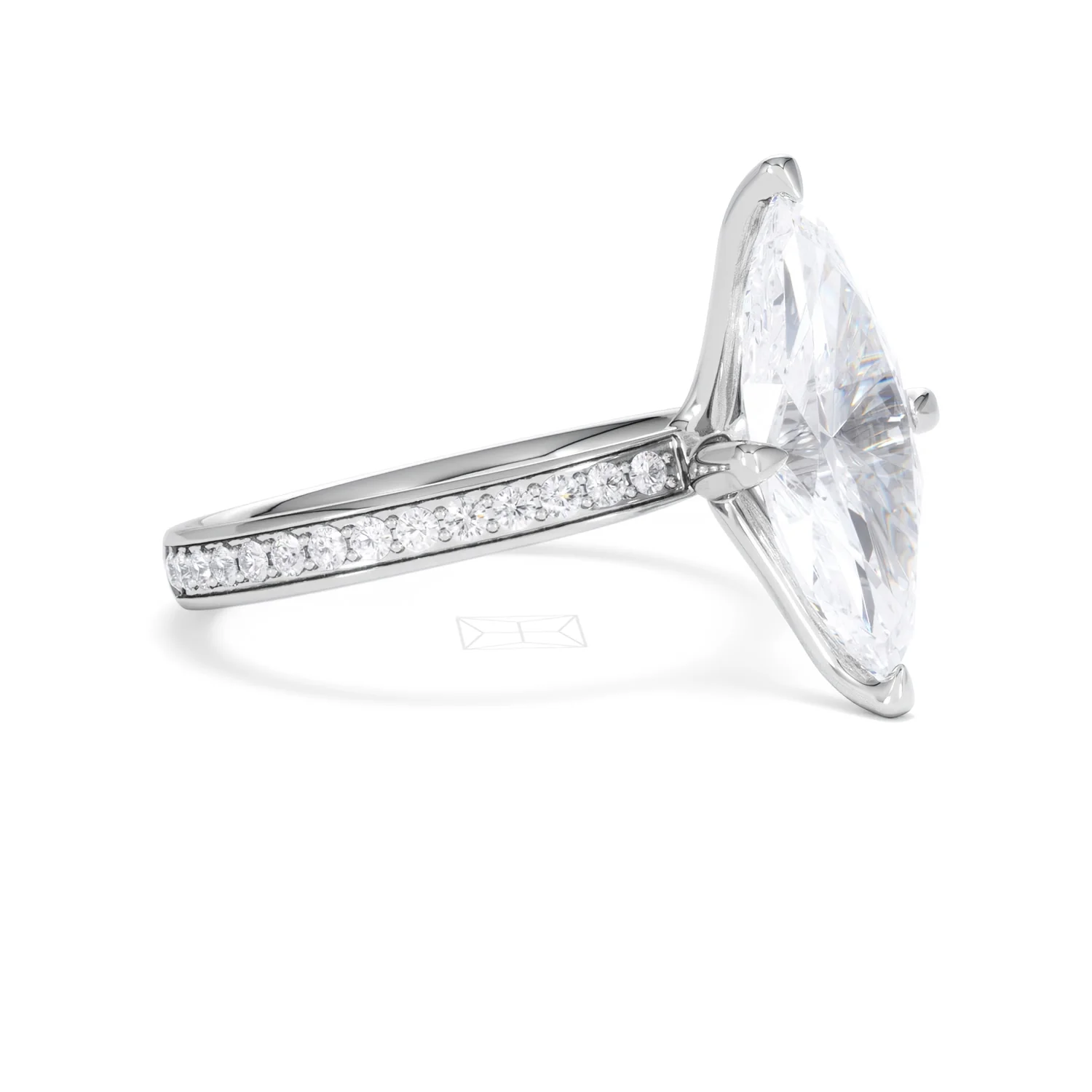 Origin Twist 3.00ct Marquise Cut Lab Diamond Solitaire Engagement Ring with Side Stones in 18K White Gold - Image 18
