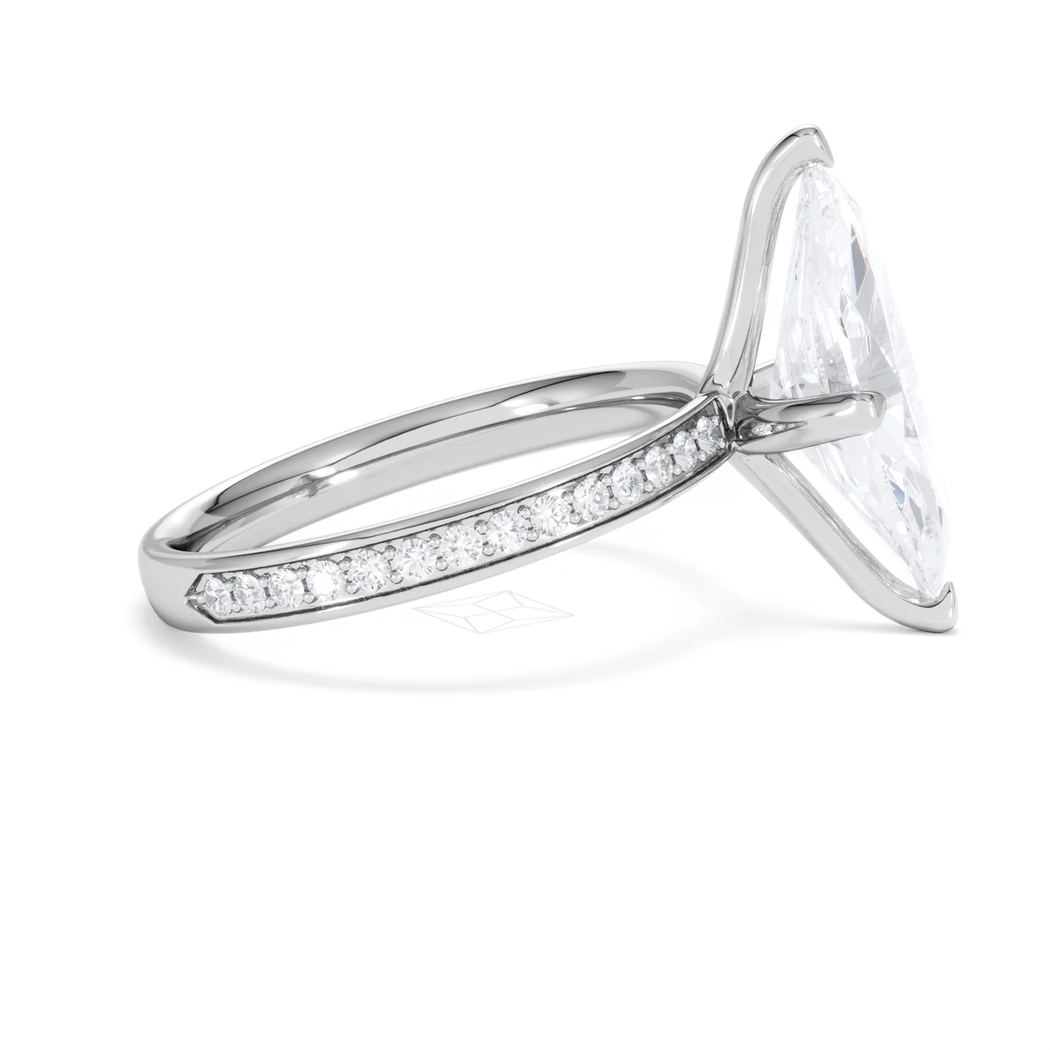 Origin Twist 3.00ct Marquise Cut Lab Diamond Solitaire Engagement Ring with Side Stones in 18K White Gold - Image 25