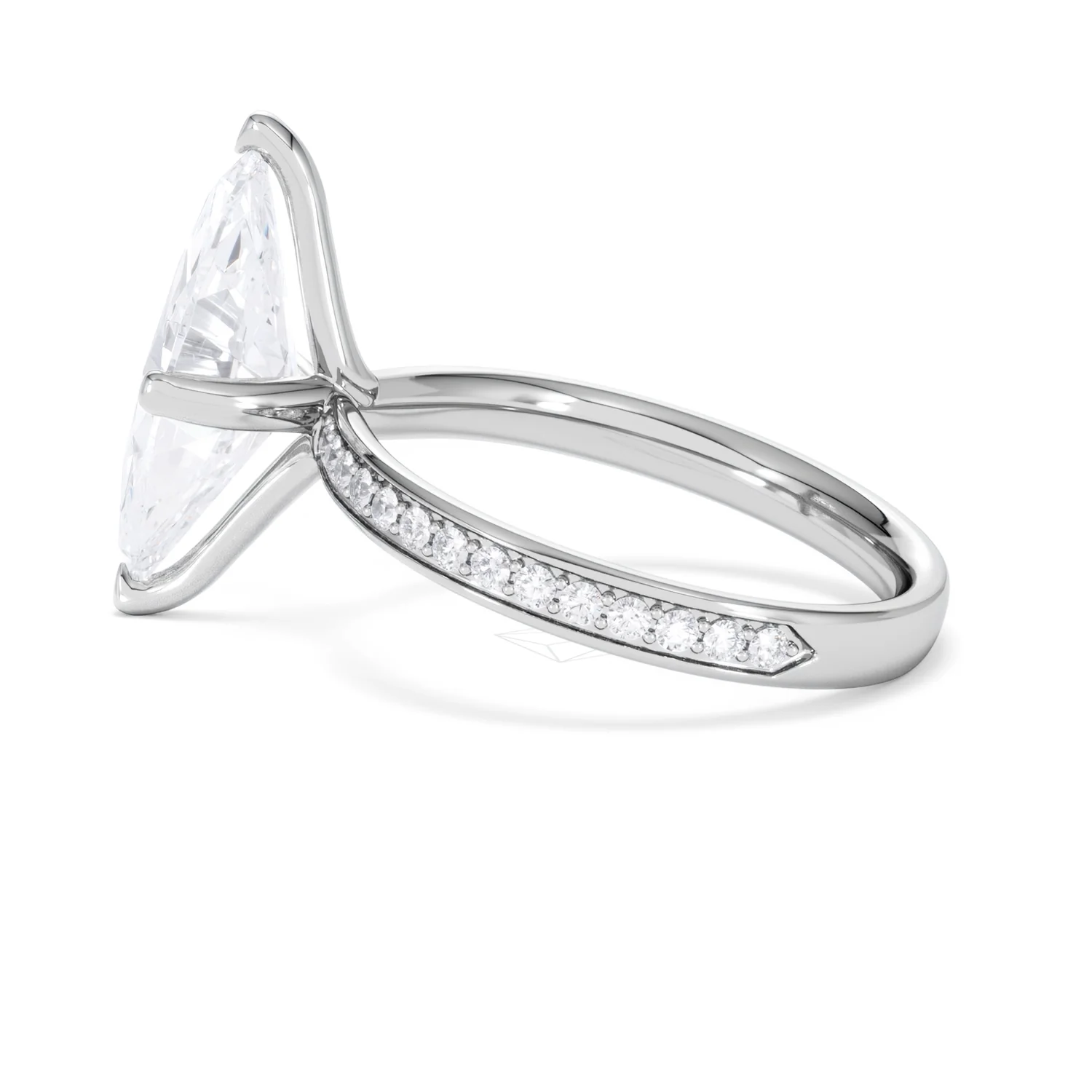 Origin Twist 3.00ct Marquise Cut Lab Diamond Solitaire Engagement Ring with Side Stones in 18K White Gold - Image 64