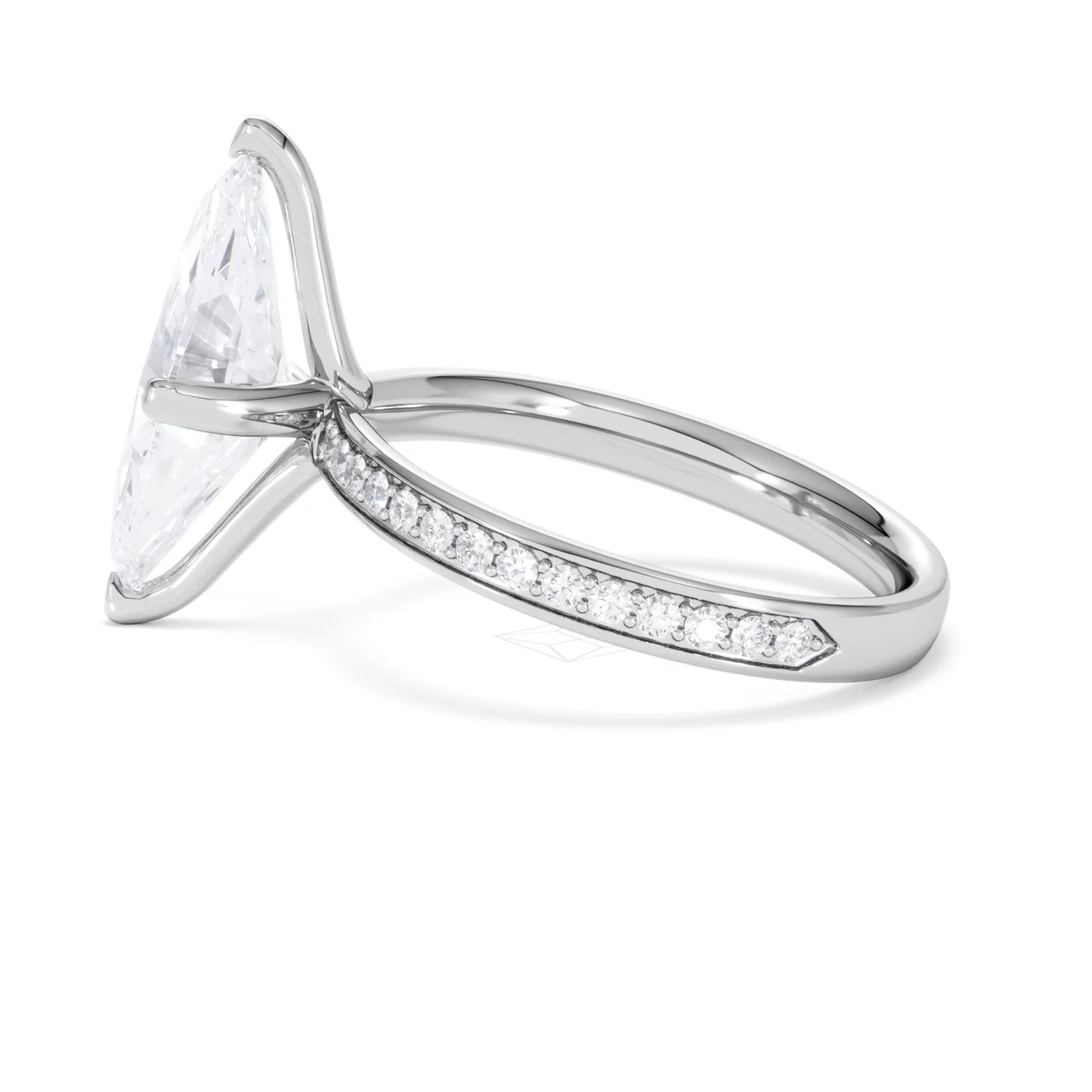 Origin Twist 3.00ct Marquise Cut Lab Diamond Solitaire Engagement Ring with Side Stones in 18K White Gold - Image 65
