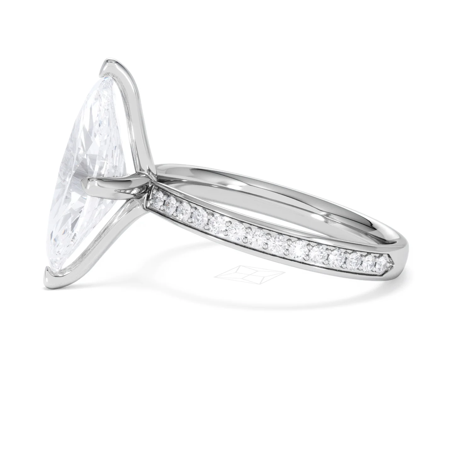 Origin Twist 3.00ct Marquise Cut Lab Diamond Solitaire Engagement Ring with Side Stones in 18K White Gold - Image 70
