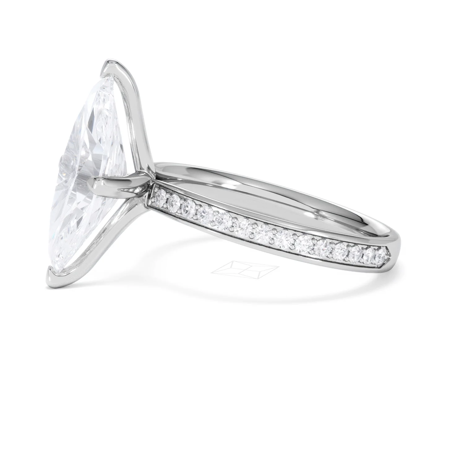 Origin Twist 3.00ct Marquise Cut Lab Diamond Solitaire Engagement Ring with Side Stones in 18K White Gold - Image 71