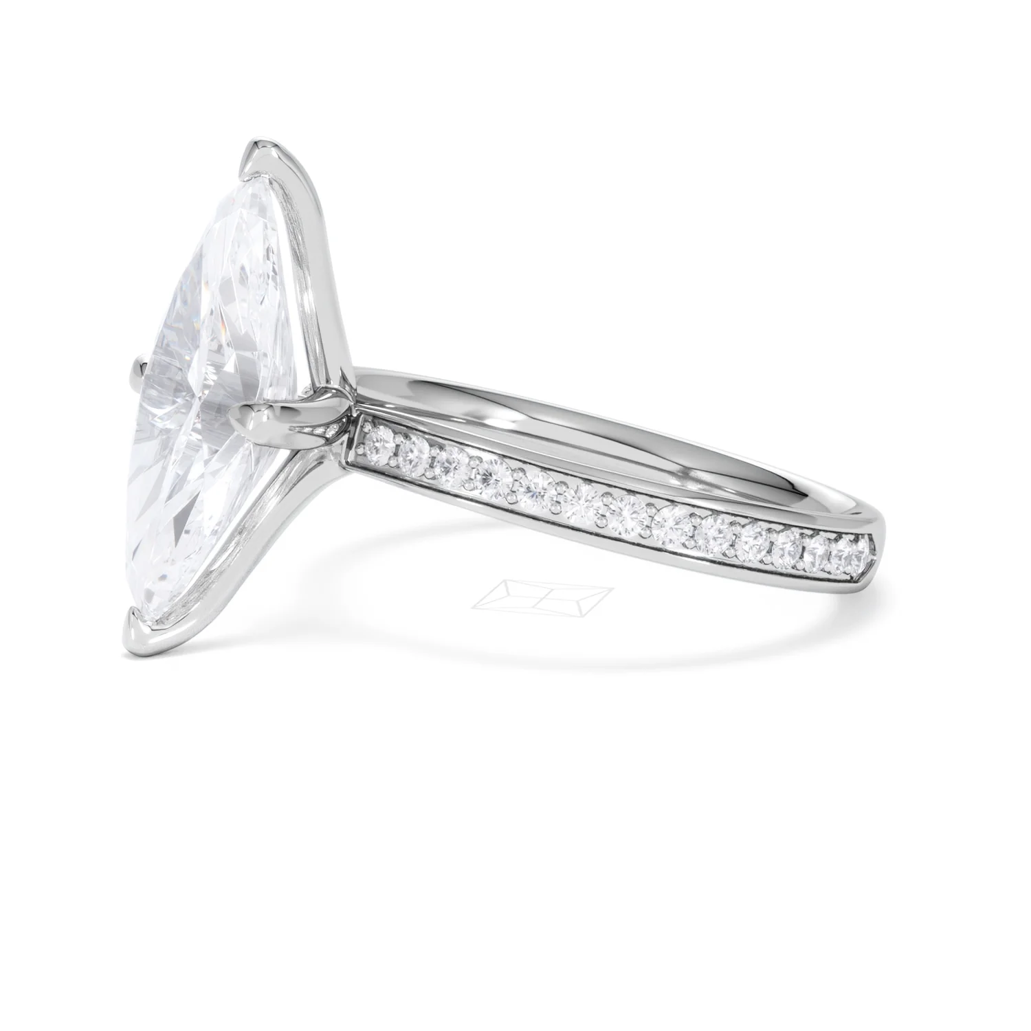 Origin Twist 3.00ct Marquise Cut Lab Diamond Solitaire Engagement Ring with Side Stones in 18K White Gold - Image 73