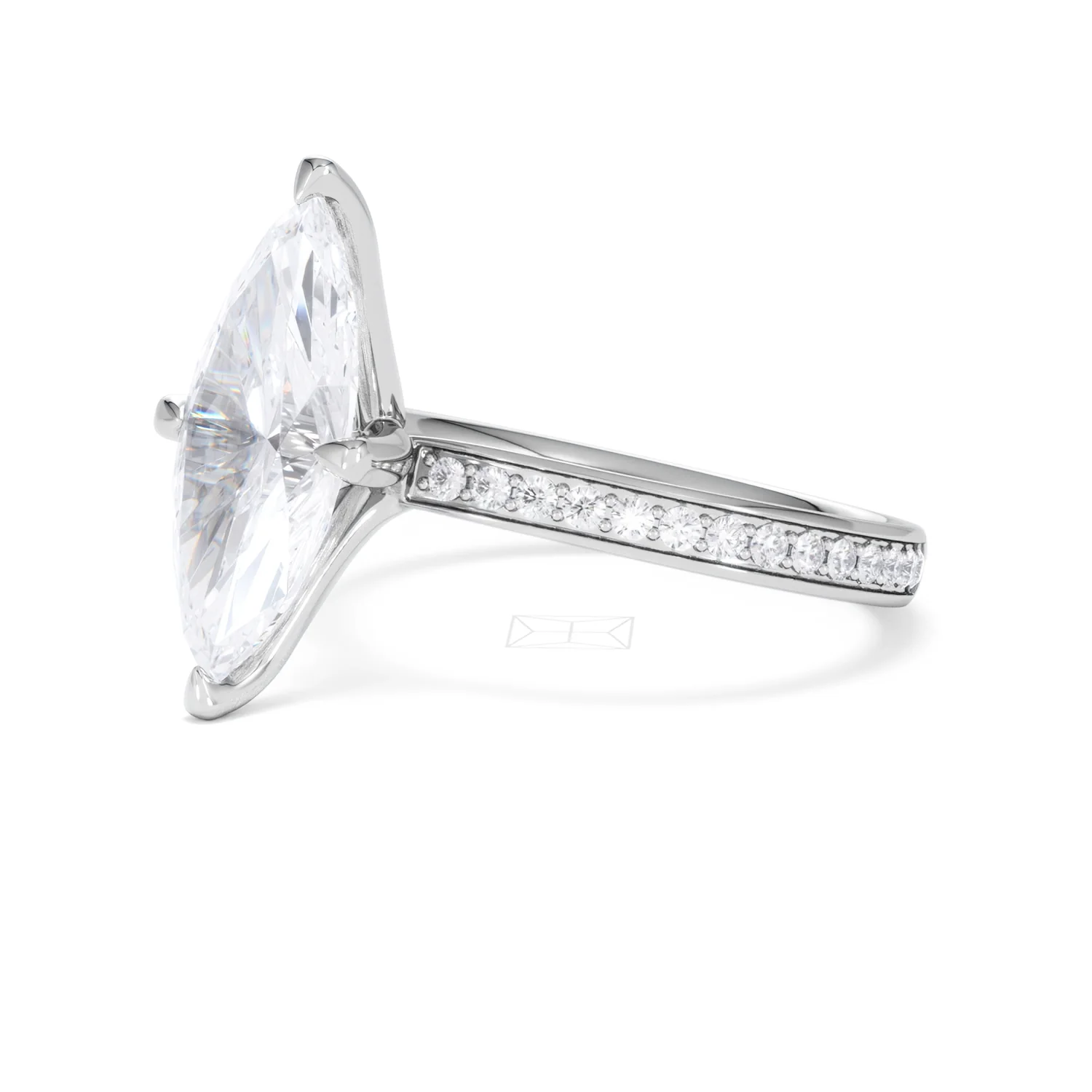 Origin Twist 3.00ct Marquise Cut Lab Diamond Solitaire Engagement Ring with Side Stones in 18K White Gold - Image 76