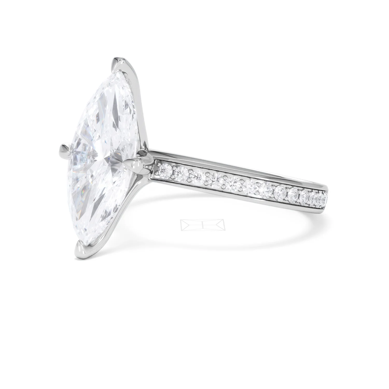 Origin Twist 3.00ct Marquise Cut Lab Diamond Solitaire Engagement Ring with Side Stones in 18K White Gold - Image 77