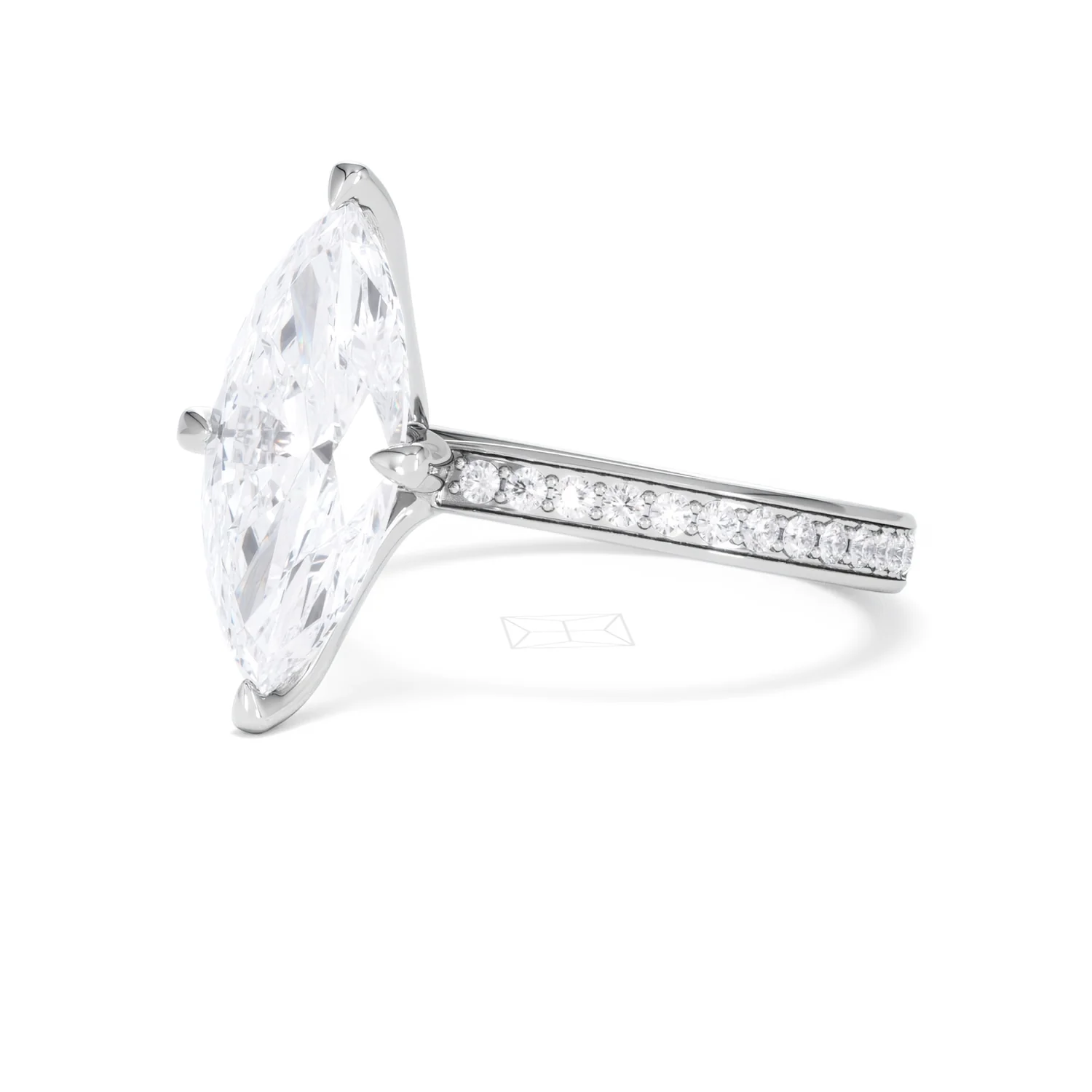 Origin Twist 3.00ct Marquise Cut Lab Diamond Solitaire Engagement Ring with Side Stones in 18K White Gold - Image 78